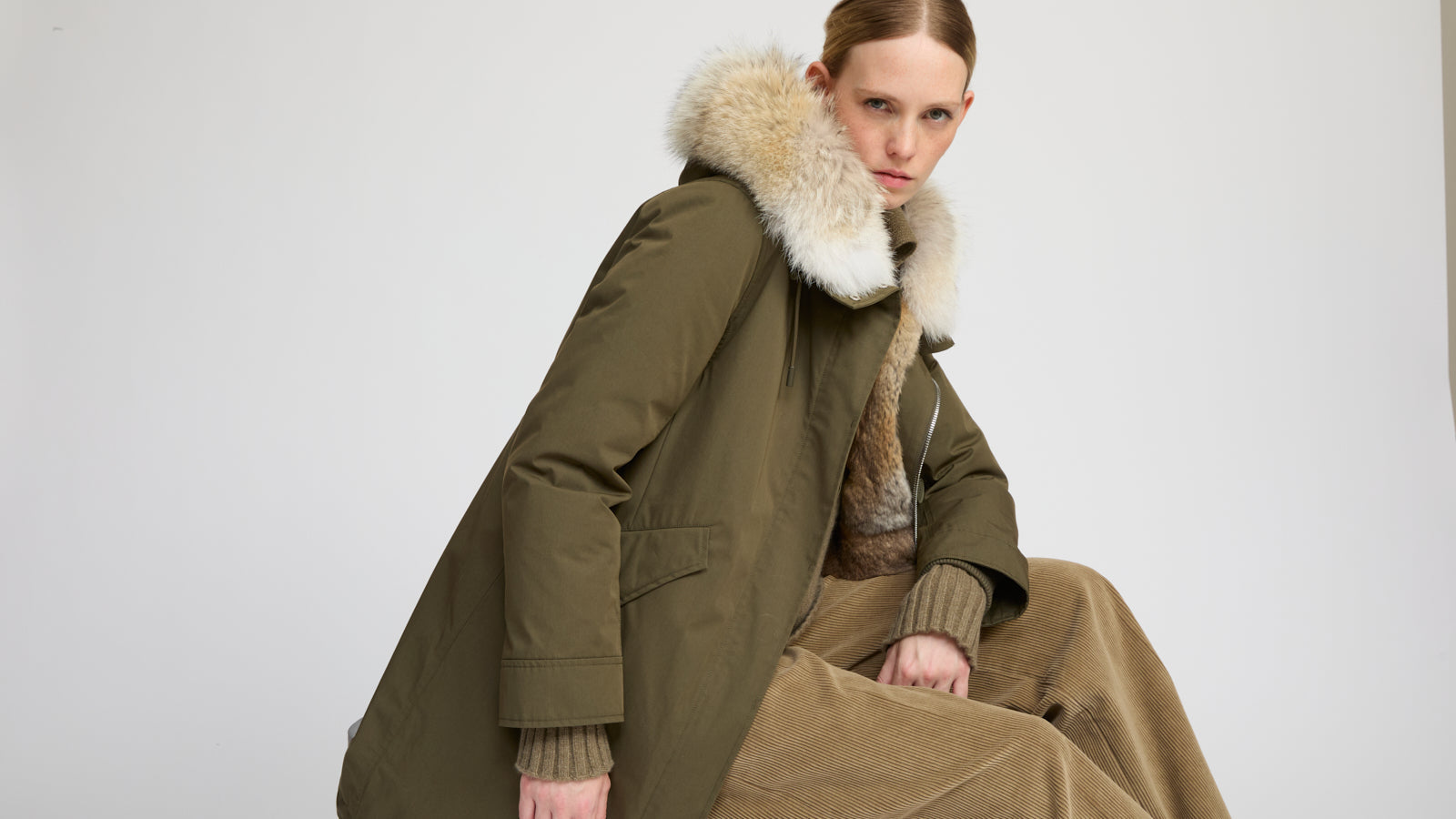 ファー付きレディースパーカー - yves salomon