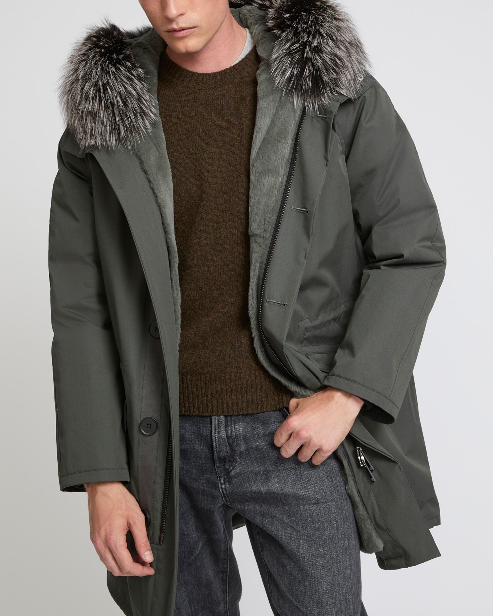 Iconic Cotton Blend And Fur Parka brown Yves Salomon