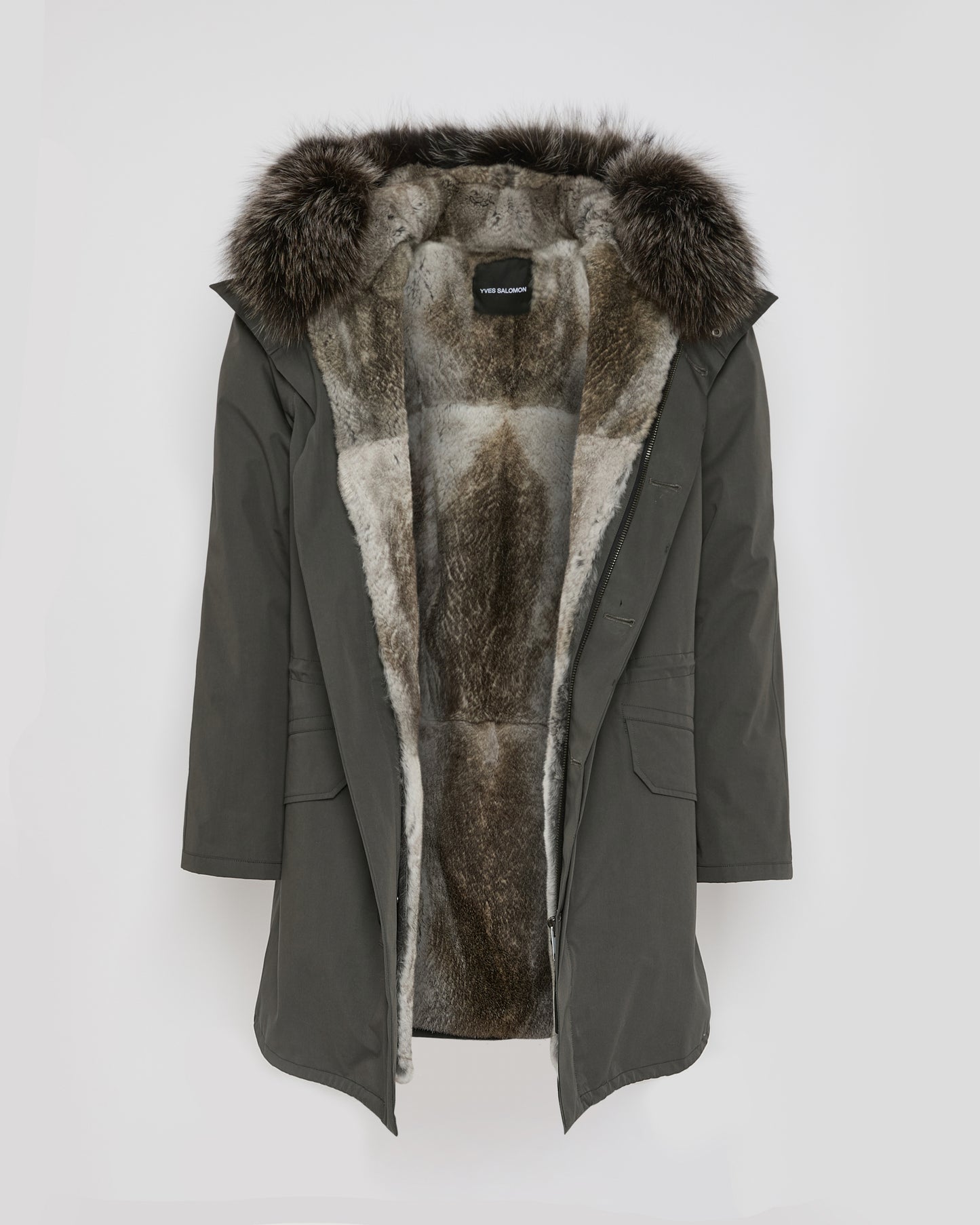 Iconic parka in technical cotton with fox and rabbit fur