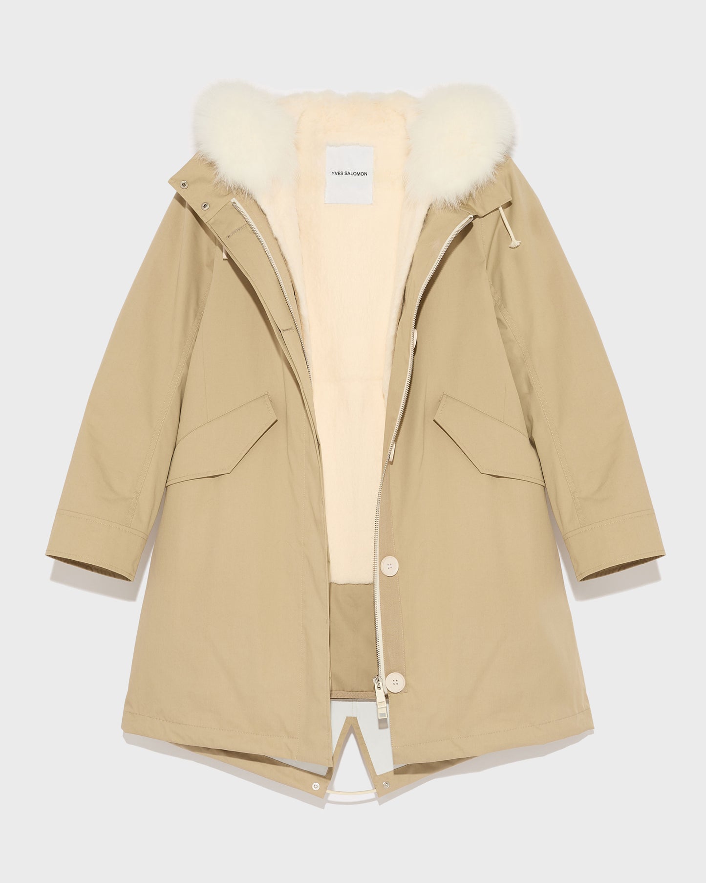 parka-regular-en-coton-technique-et-fourrure-de-renard-et-lapin-beige-22wfm01385f52xb2581 -Yves Salomon