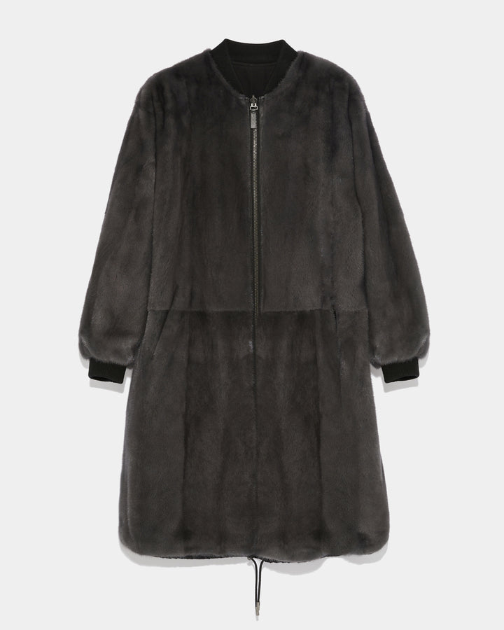bomber-reversible-en-tissu-technique-deperlant-et-vison-a-poils-longs-noir-gris-22wfm04700a22xb3011 -Yves Salomon