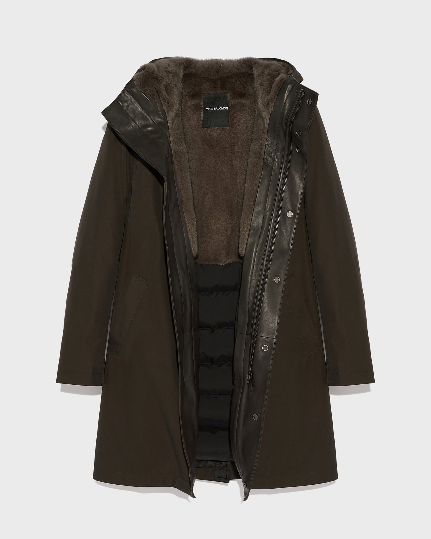 manteau-capuche-en-gabardine-et-vison-deep-brown-brouillard-22wum00700a34xb3107 -Yves Salomon