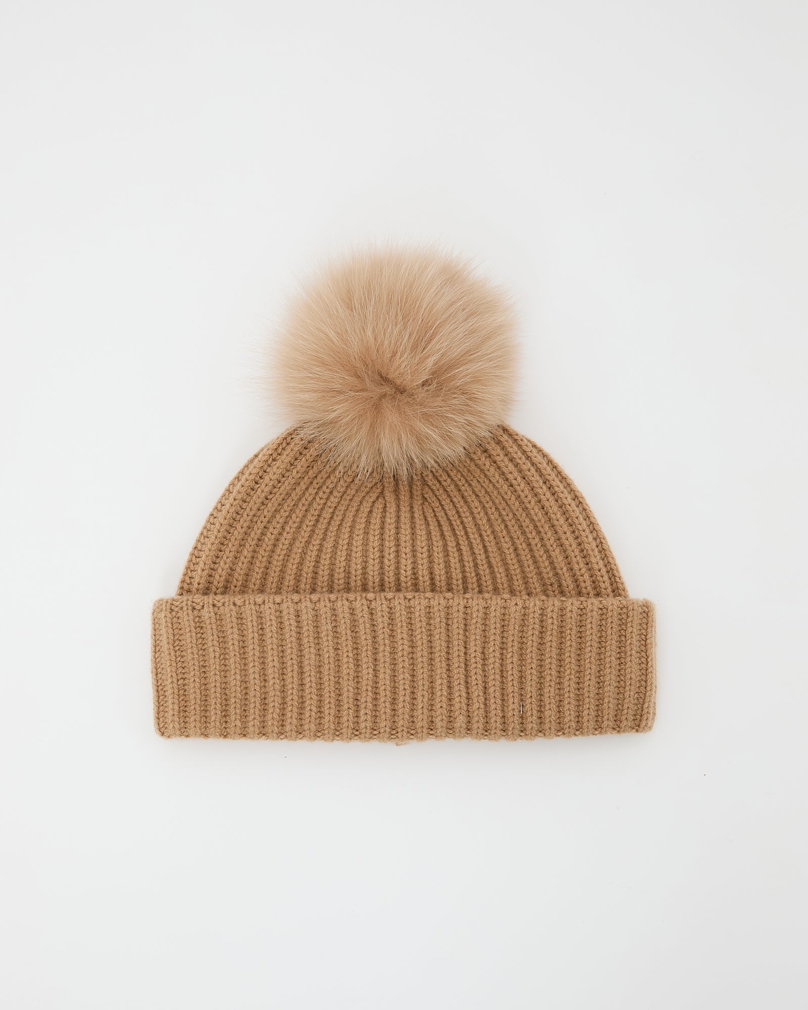 フォックスファー ポンポン付き 100% カシミヤニットビーニー – Yves