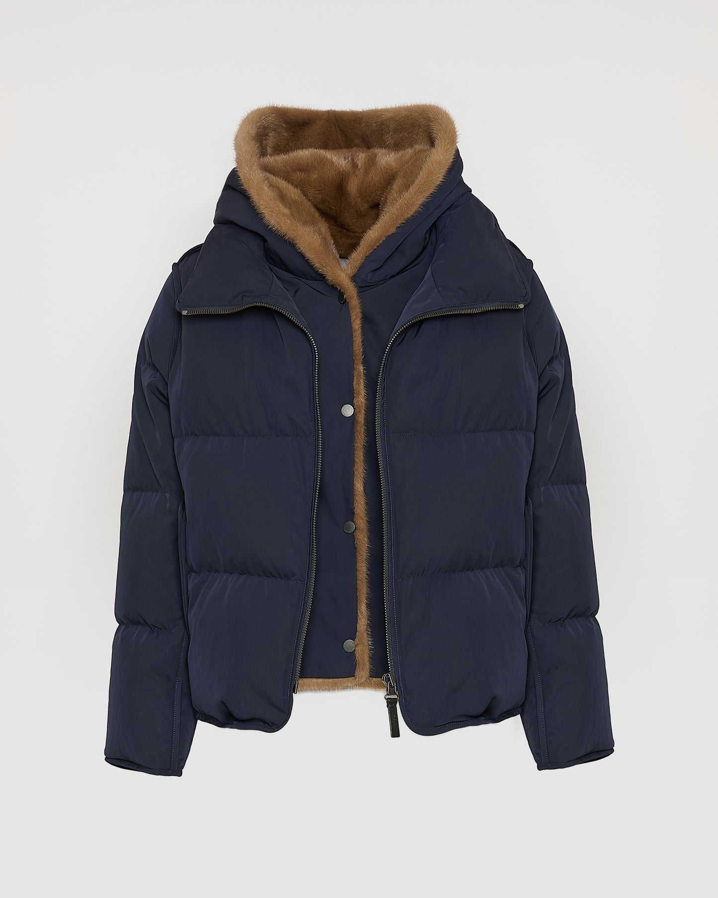 Doudoune "A" line iconique avec plastron et fourrure de vison -Yves Salomon