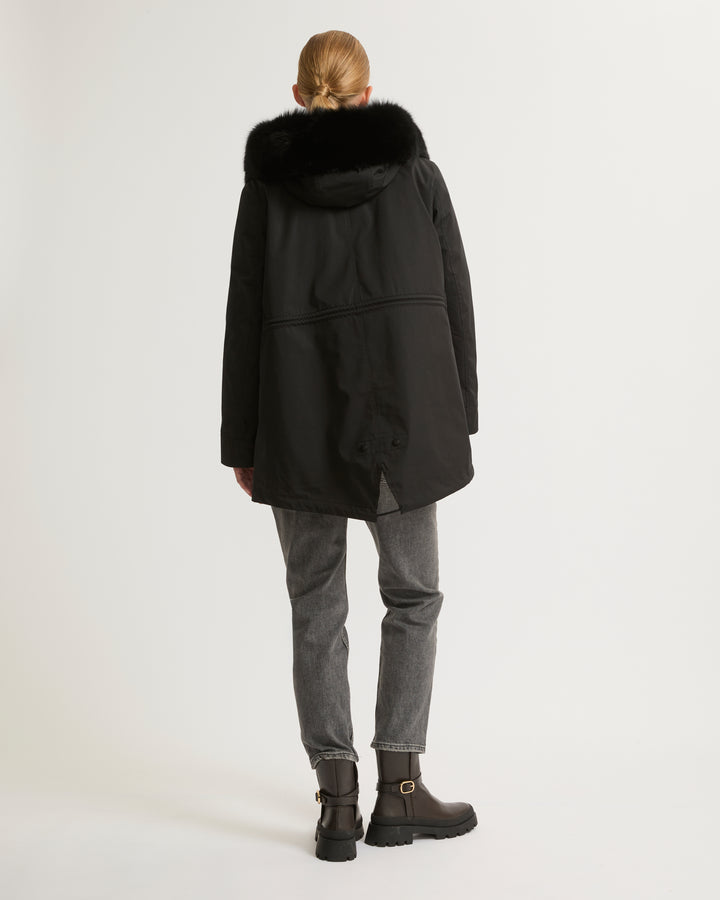 parka-courte-en-coton-melange-waterproof-avec-fourrure-de-renard-et-lapin-noir-23wfv07572f52xc99 -Yves Salomon