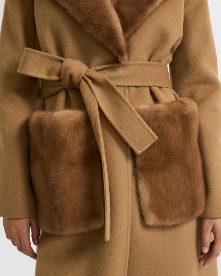 manteau-ceinture-en-lainage-cachemire-avec-col-et-sur-poches-en-vison-toast-23wym04719cavia2150 -Yves Salomon