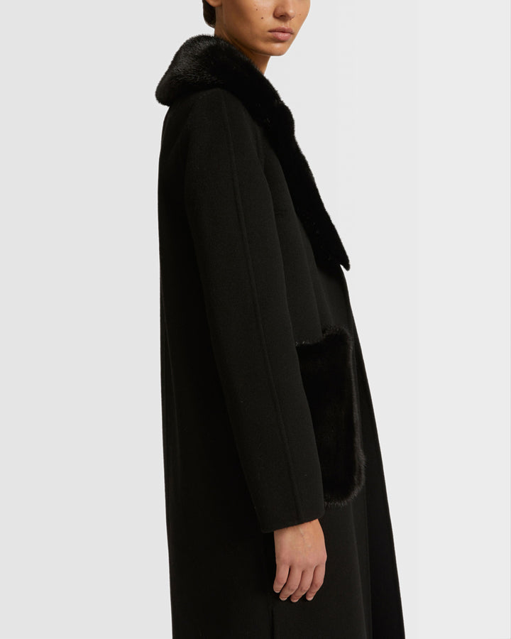 manteau-ceinture-en-lainage-cachemire-avec-col-et-sur-poches-en-vison-noir-23wym04719cavic99 -Yves Salomon