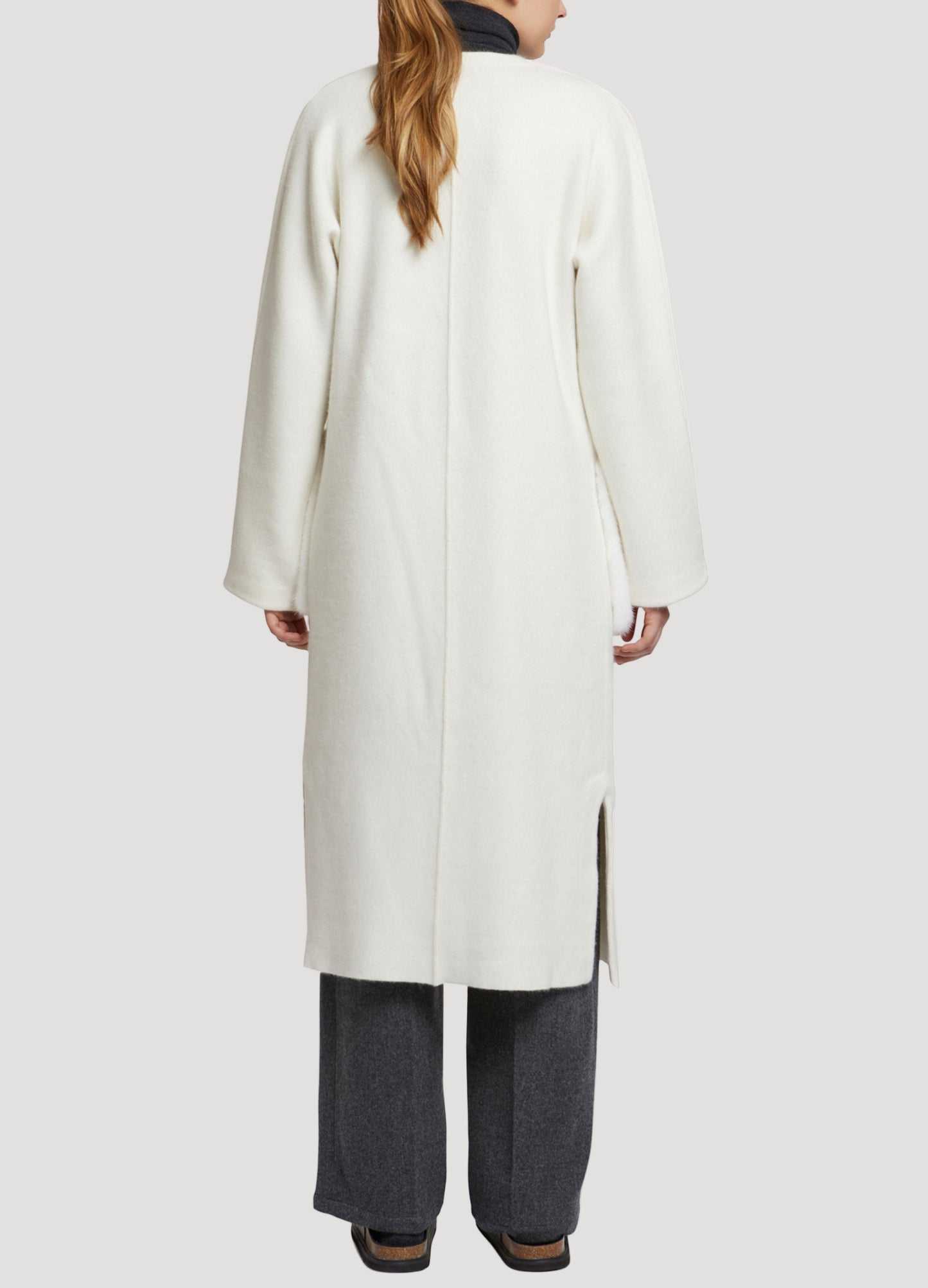 Black Friday 2025 - Yves Salomon - Cardigan long en maille avec sur-poches en fourrure de vison