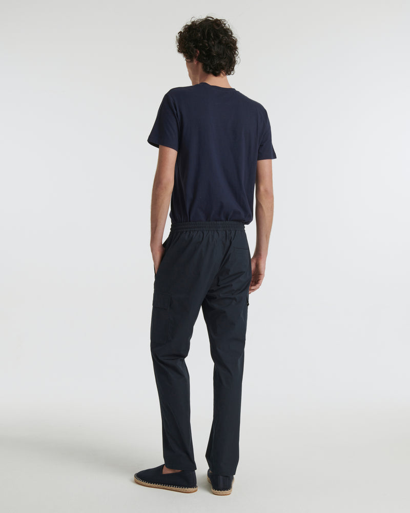Cotton-blend cargo trousers - blue