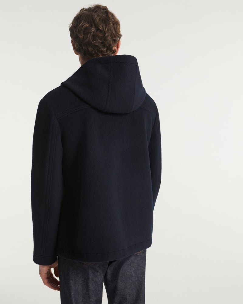 Double-sided wool-cashmere hoodie - navy