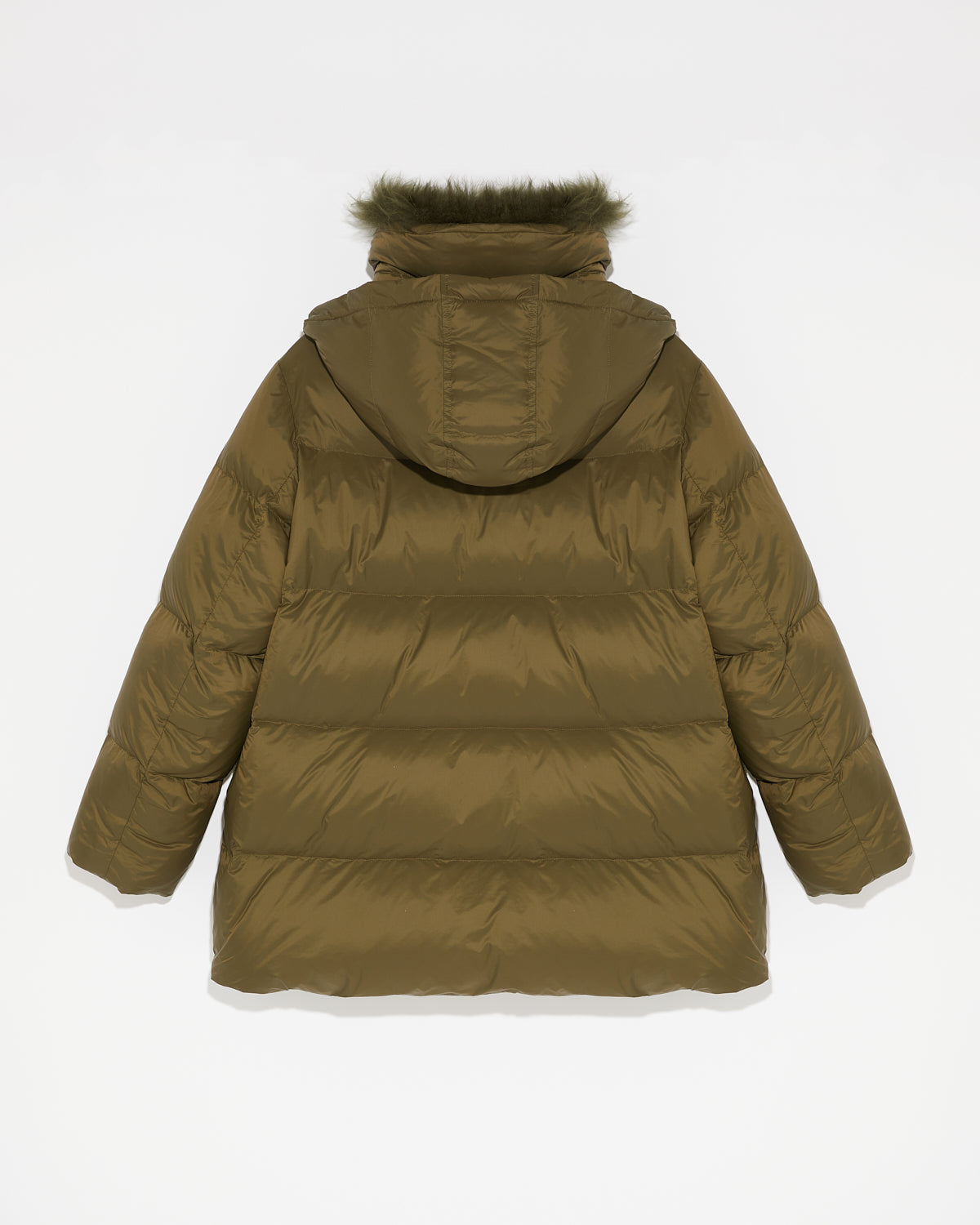 doudoune-a-line-en-tissu-technique-deperlant-et-col-en-agneau-a-poils-longs-kaki-24wfm01576m07wa8045 -Yves Salomon