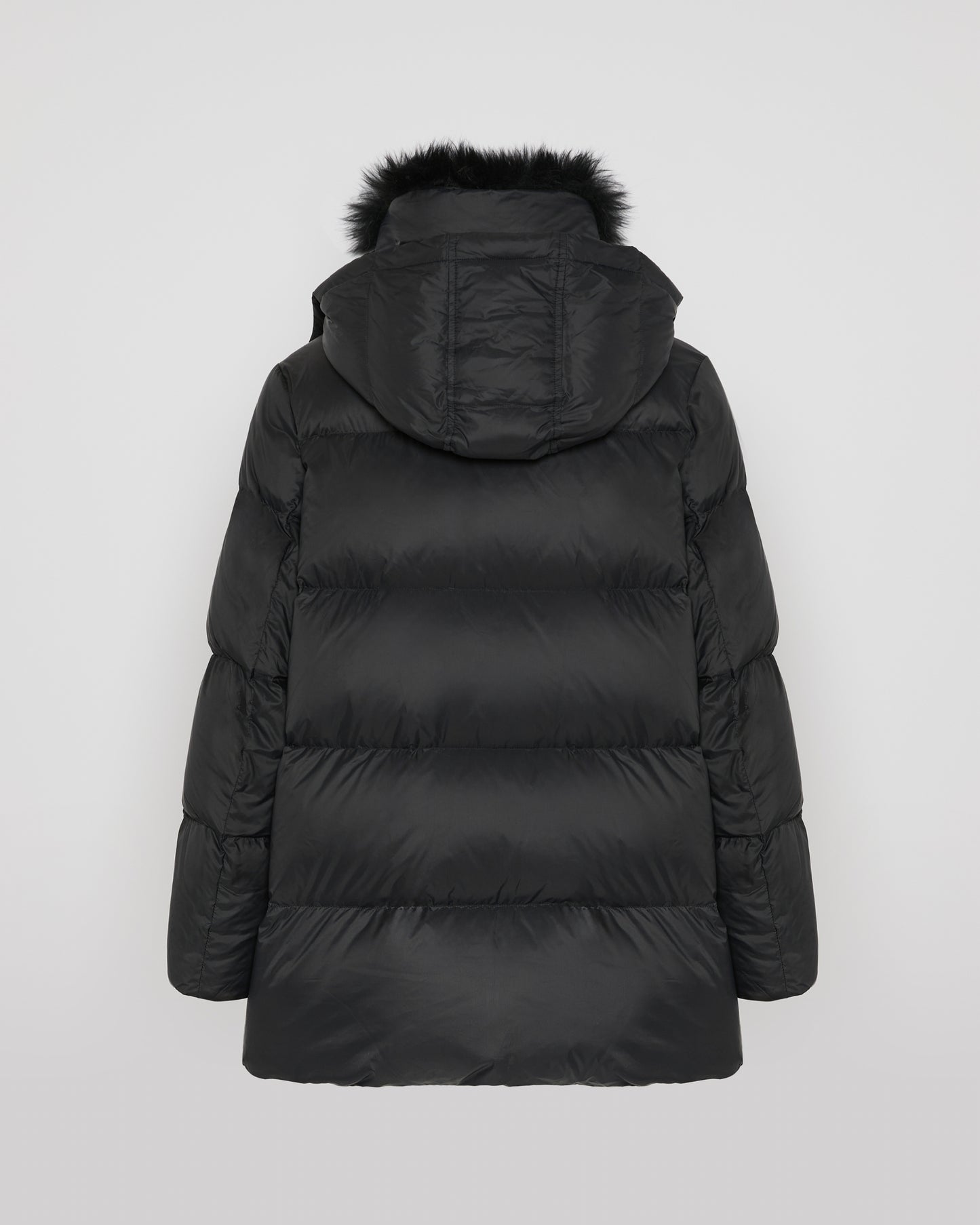 Iconic "A" line down jacket with lambswool collar