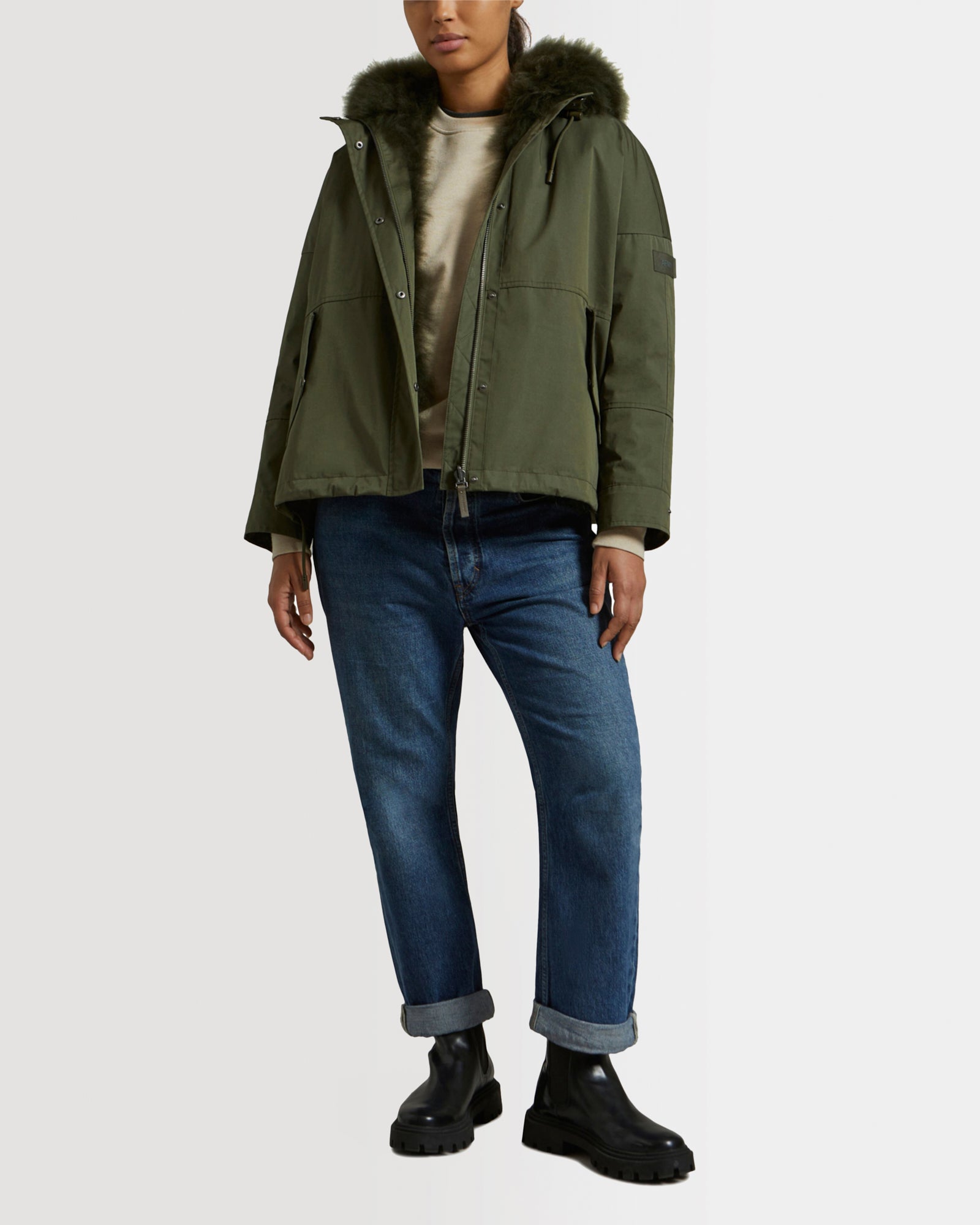 Cropped reversible parka with lambswool - Yves Salomon - Women
