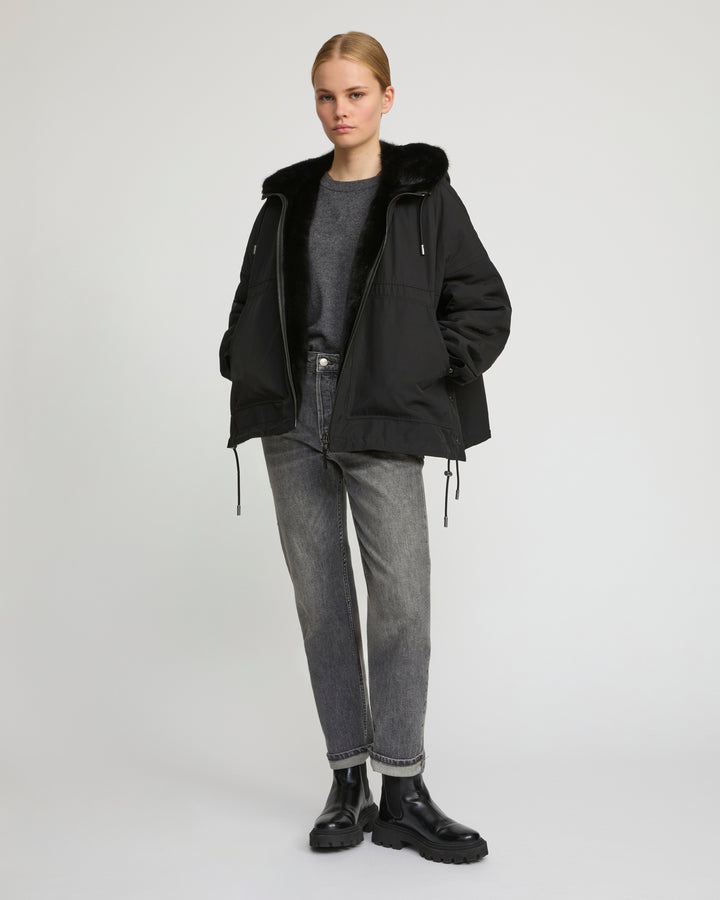 Parka réversible en tissu technique déperlant et fourrure de vison à poils longs -Yves Salomon