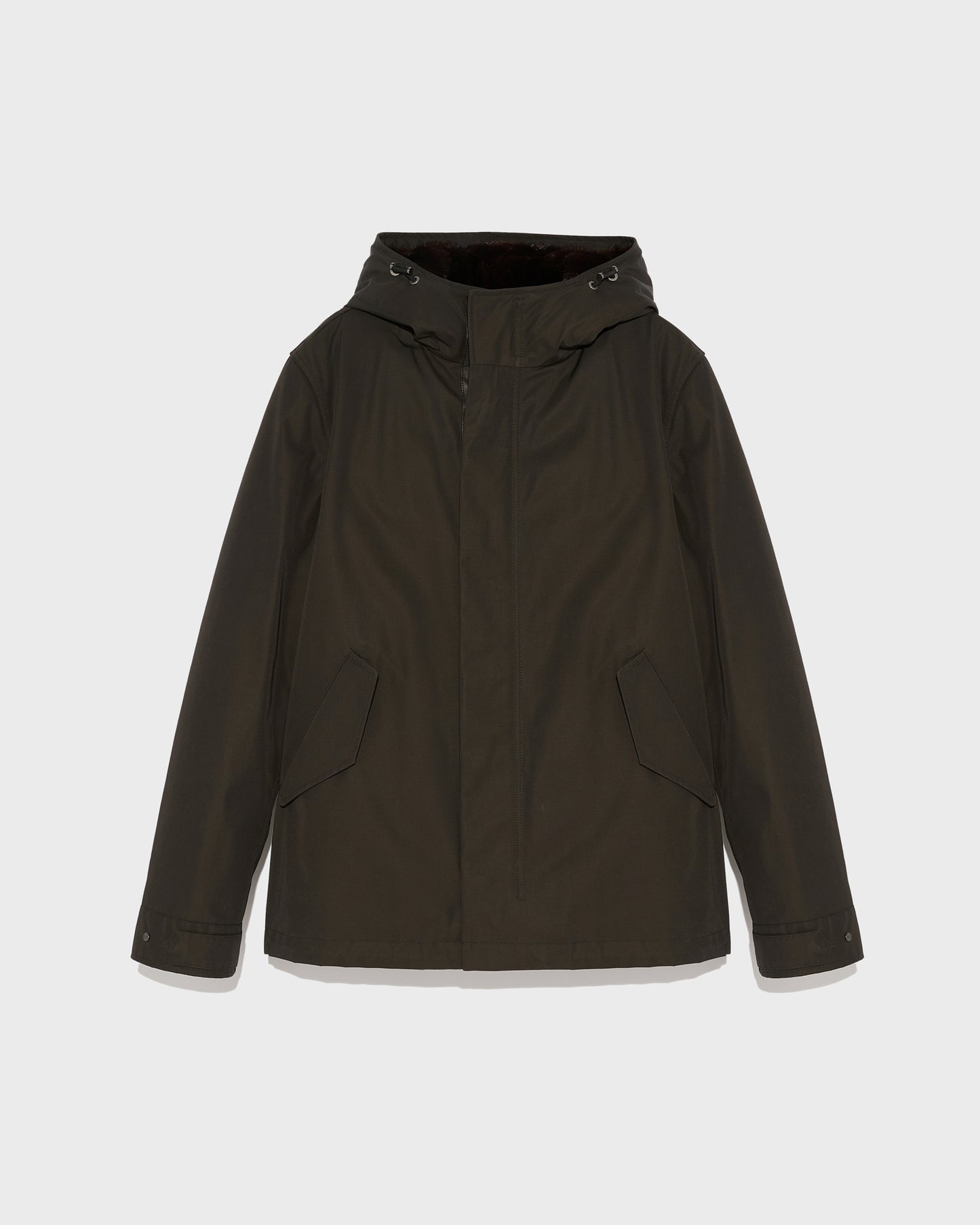 parka-fittee-en-gabardine-technique-et-vison-brown-24wuv01375a34xb2677 -Yves Salomon