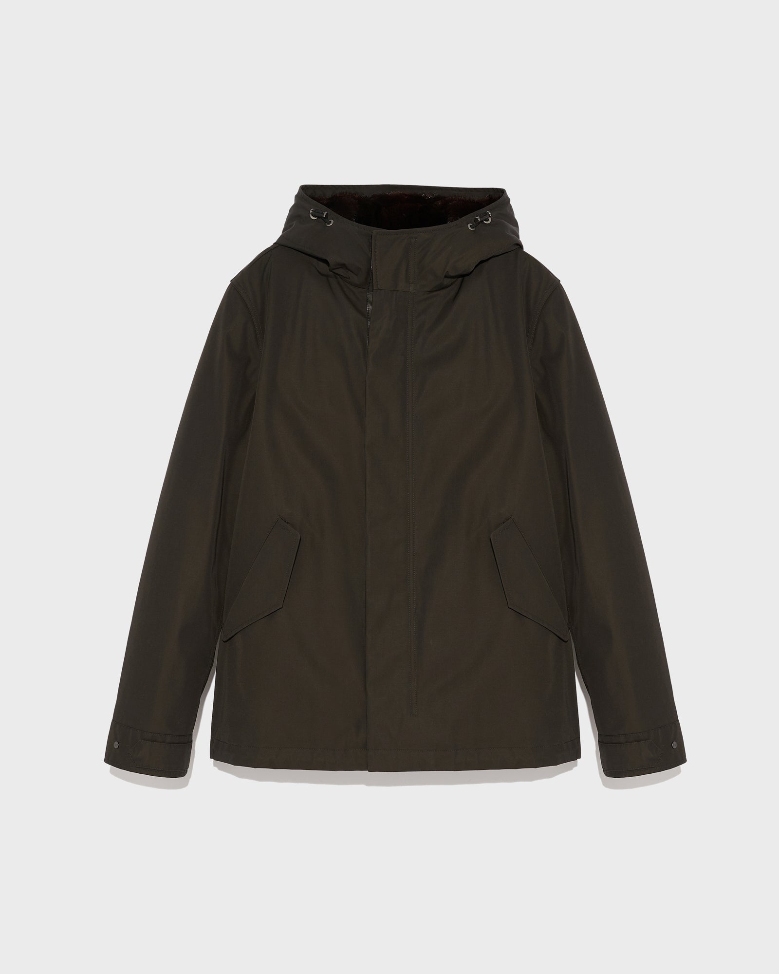 parka-fittee-en-gabardine-technique-et-vison-brown-24wuv01375a34xb2677 -Yves Salomon