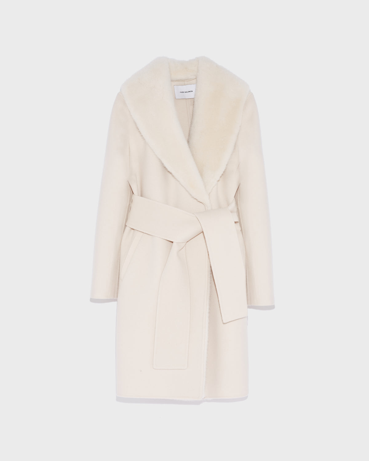 Black Friday 2025 - Yves Salomon - Manteau en lainage cachemire avec col et parementure en fourrure de vison
