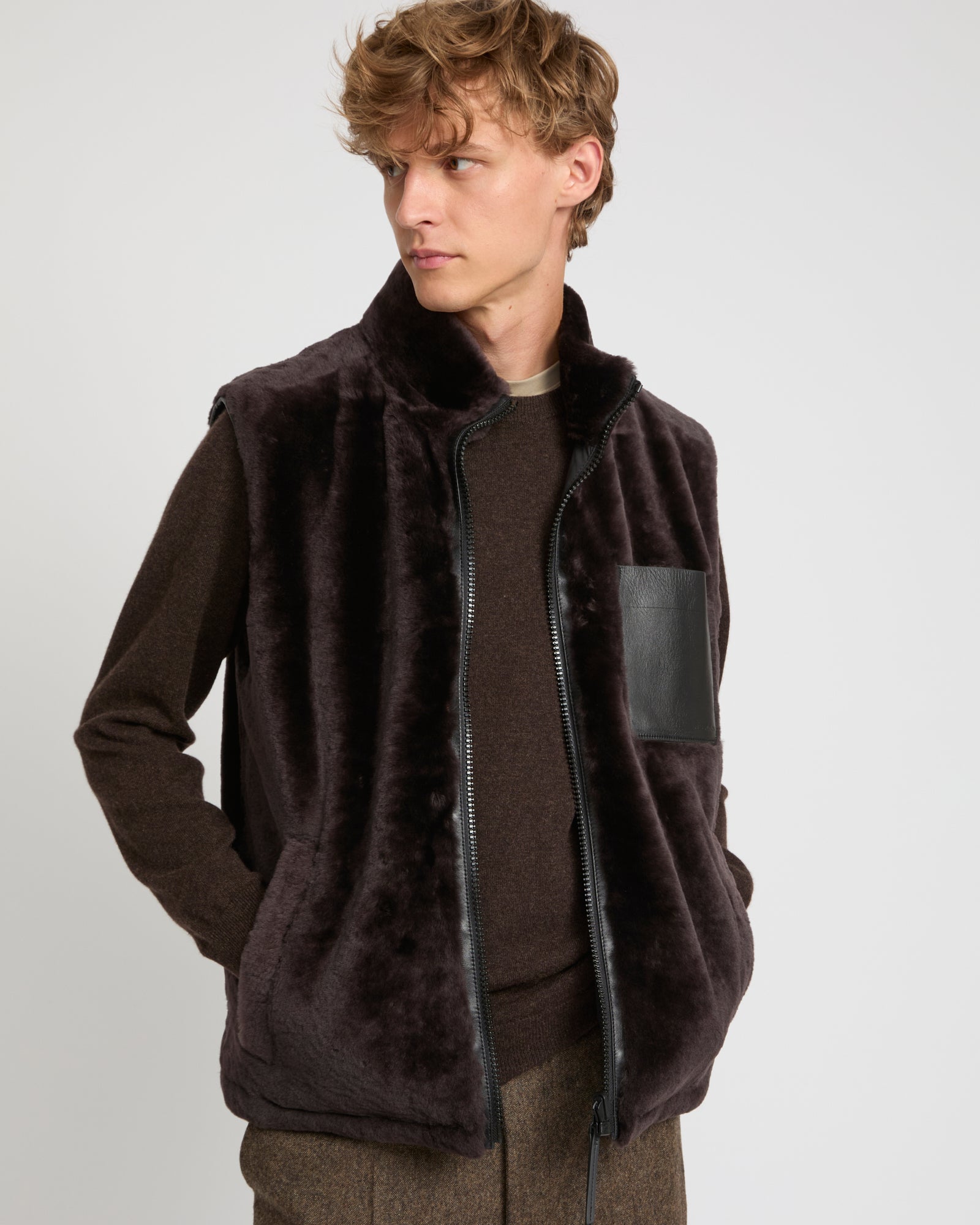Reversible Shearling and Technical Fabric Gilet – Yves Salomon