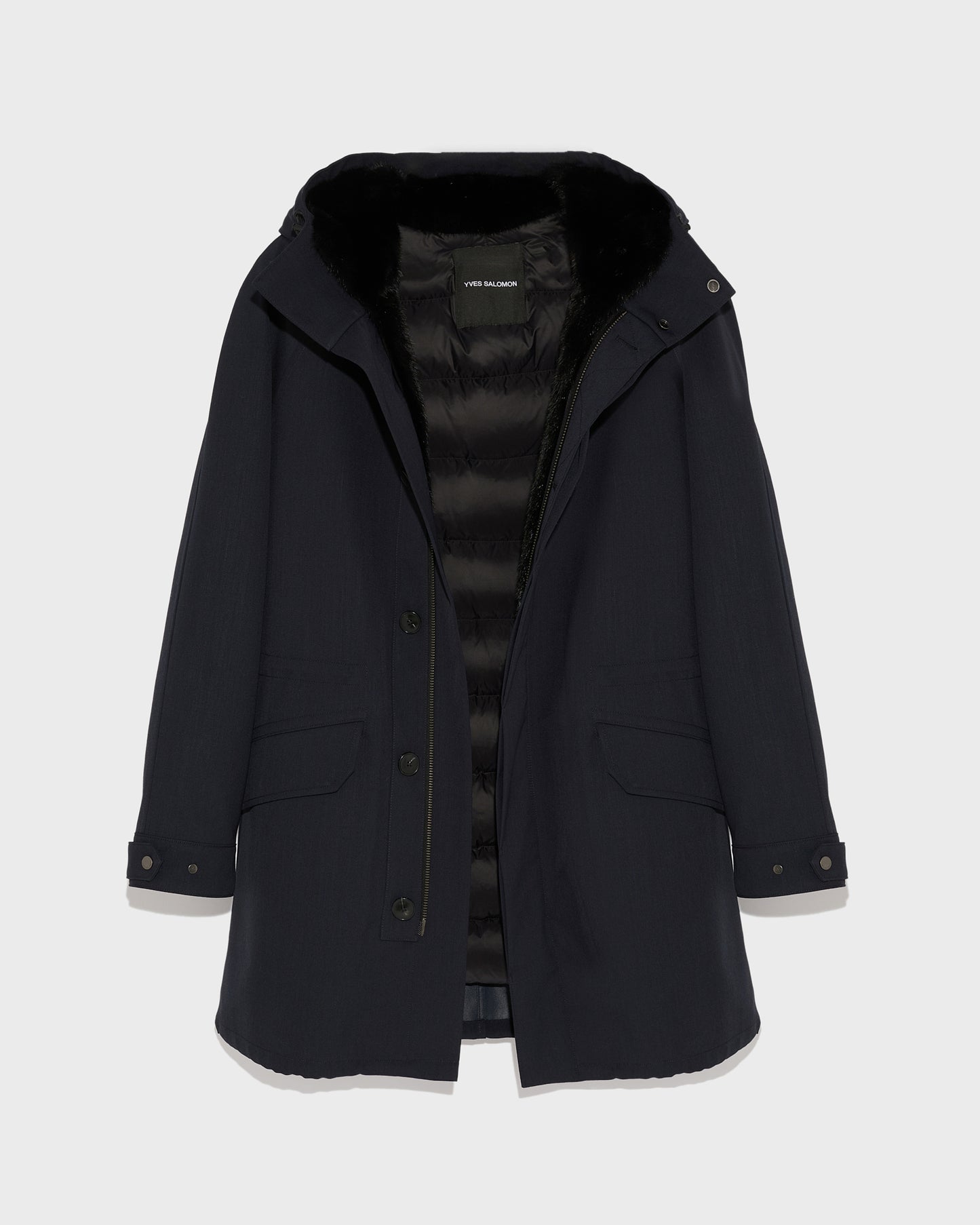 parka-regular-en-lainage-technique-et-vison-bleu-fonce-25whm02190k21xa7033 -Yves Salomon