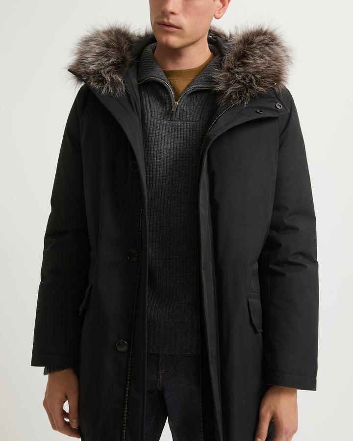 parka-iconique-en-coton-melange-garniture-renard-noir-25whm03390k25gb1820 -Yves Salomon