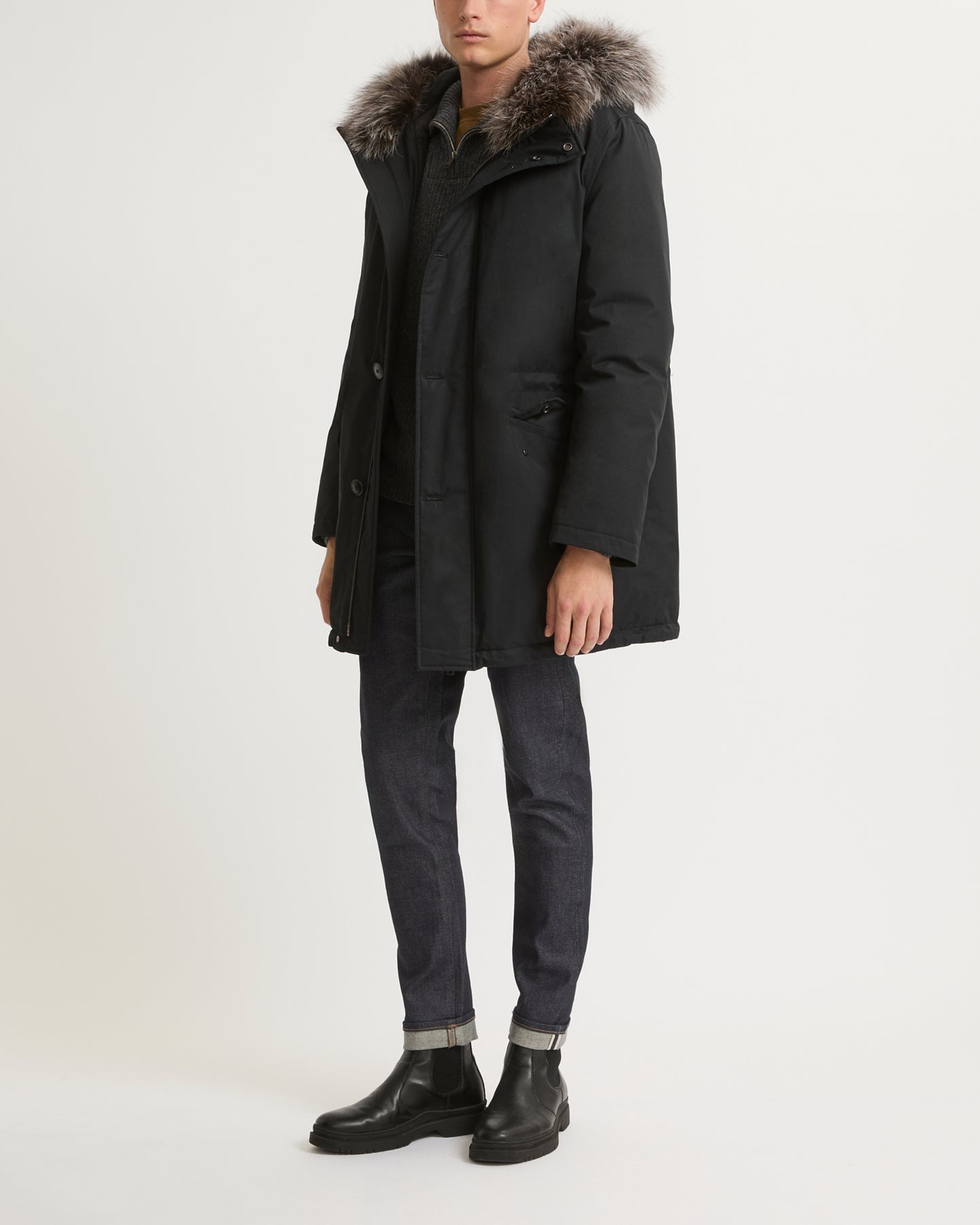 parka-iconique-en-coton-melange-garniture-renard-noir-25whm03390k25gb1820 -Yves Salomon