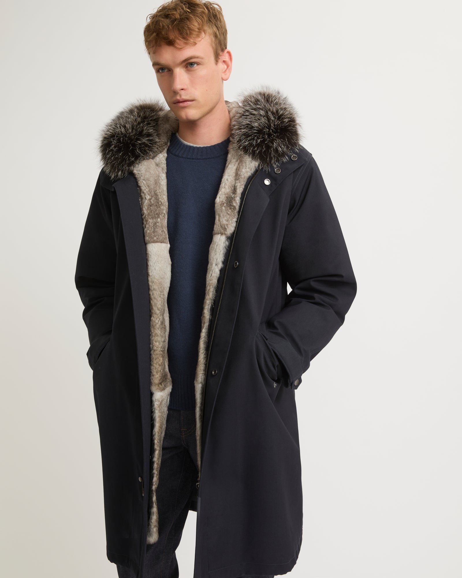 Winter sale -Fishtail parka in technical wool & fur – Yves Salomon