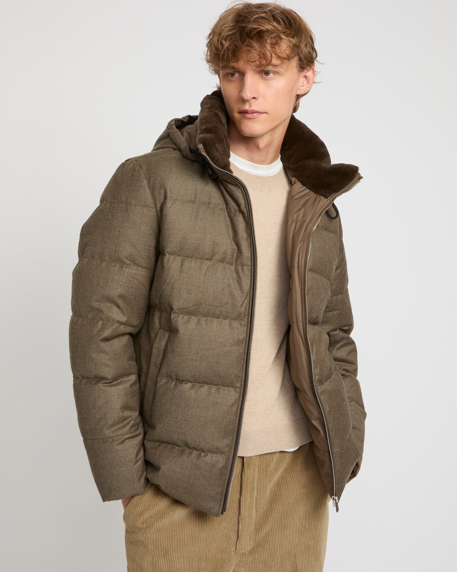 DUVETICA LORO PIANA　ダウンジャケット　52　カーキ　フード DUVETICA × Loro piana MORGES ダウンジャケット M デュベティカ