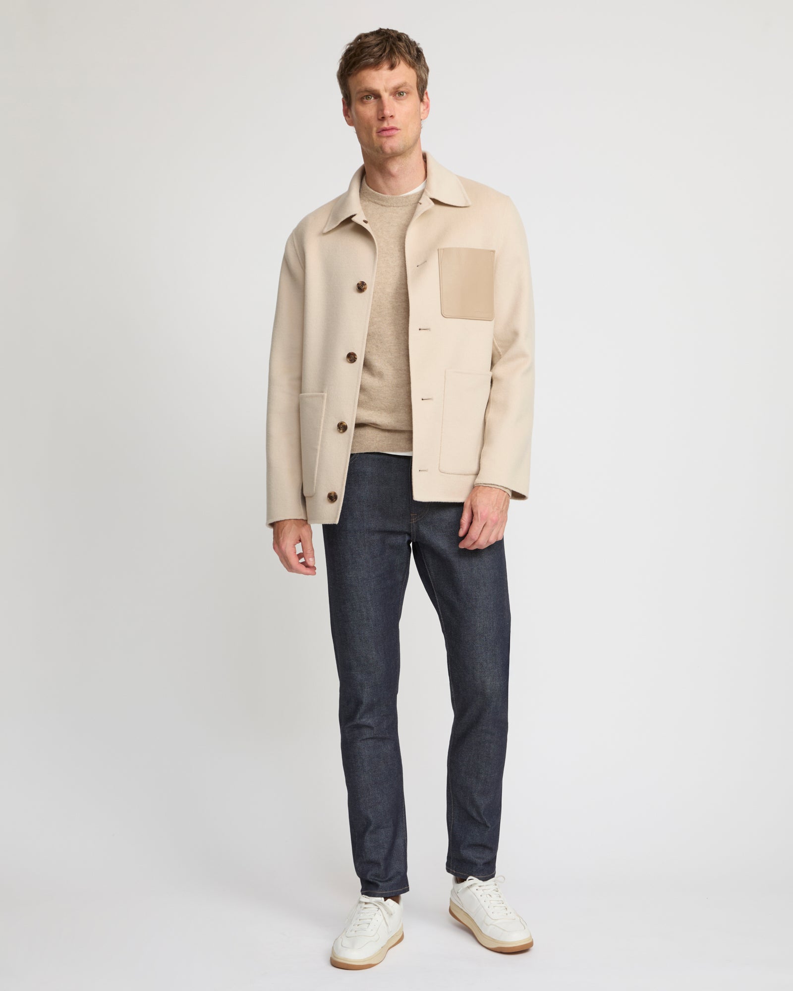 Workwear jacket in double-sided wool-cashmere fabric – Yves Salomon