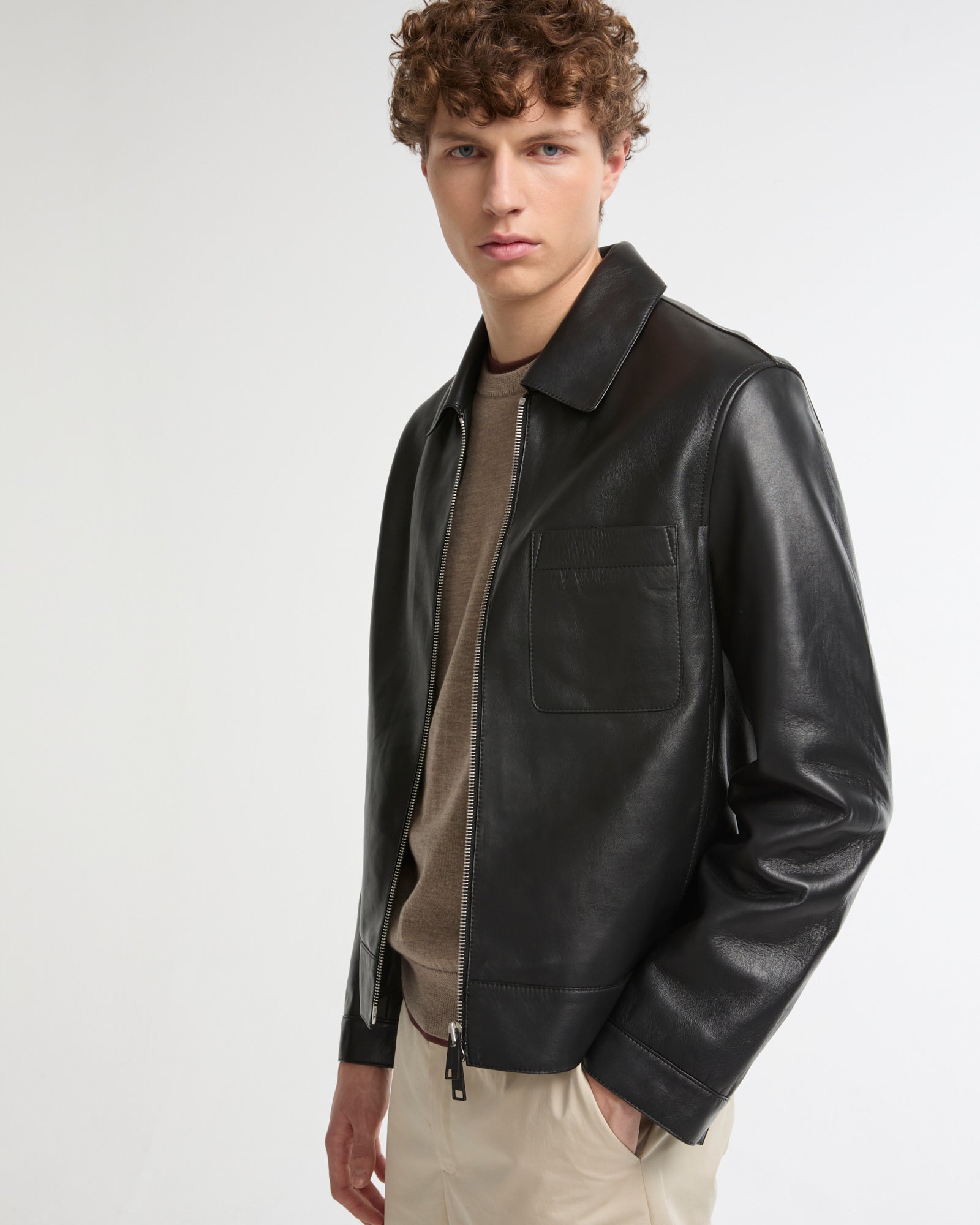 Lamb leather jacket with nappa finish - black - Yves Salomon