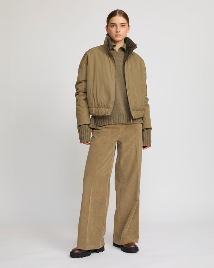 Veste col montant en tissu technique réversible fourrure de vison -Yves Salomon