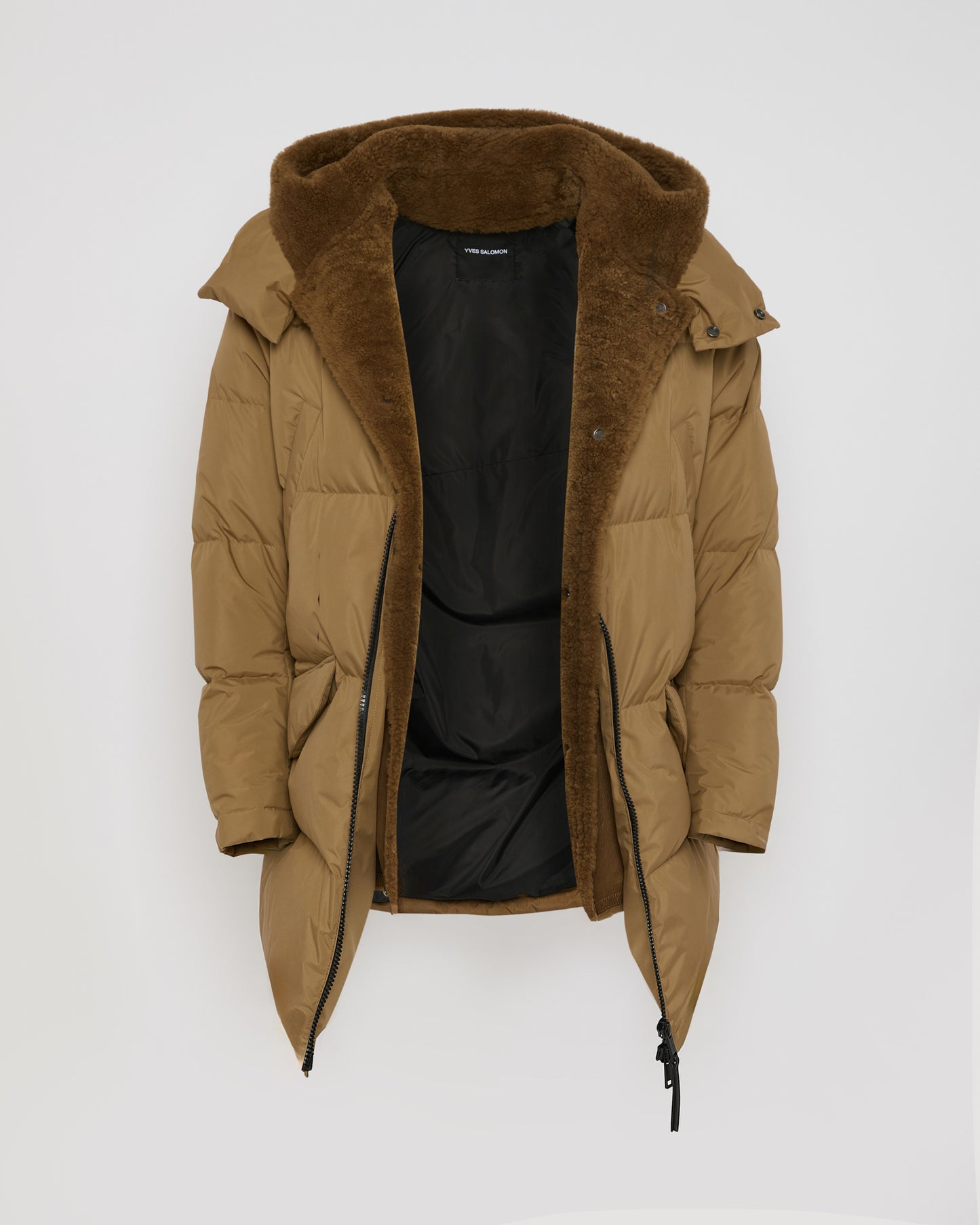 Doudoune avec plastron en peau lainée d'agneau Mérinos -Yves Salomon
