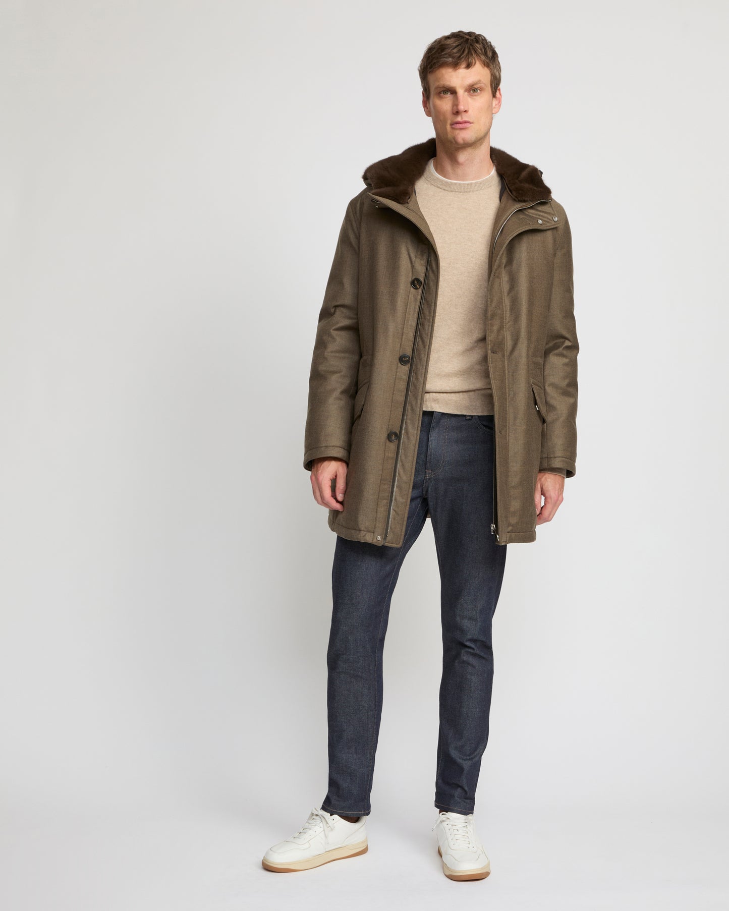 Parka longue iconique en tissu Loro Piana imperméable avec fourrure de vison -Yves Salomon