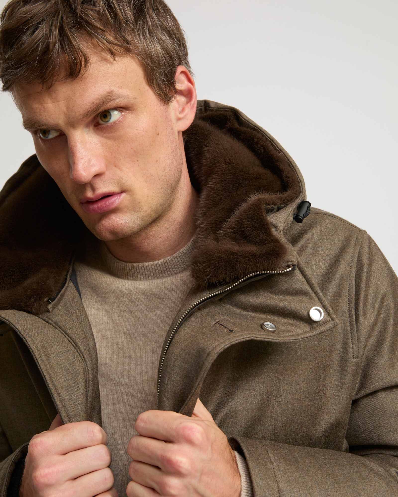 Parka longue iconique en tissu Loro Piana imperméable avec fourrure de vison -Yves Salomon