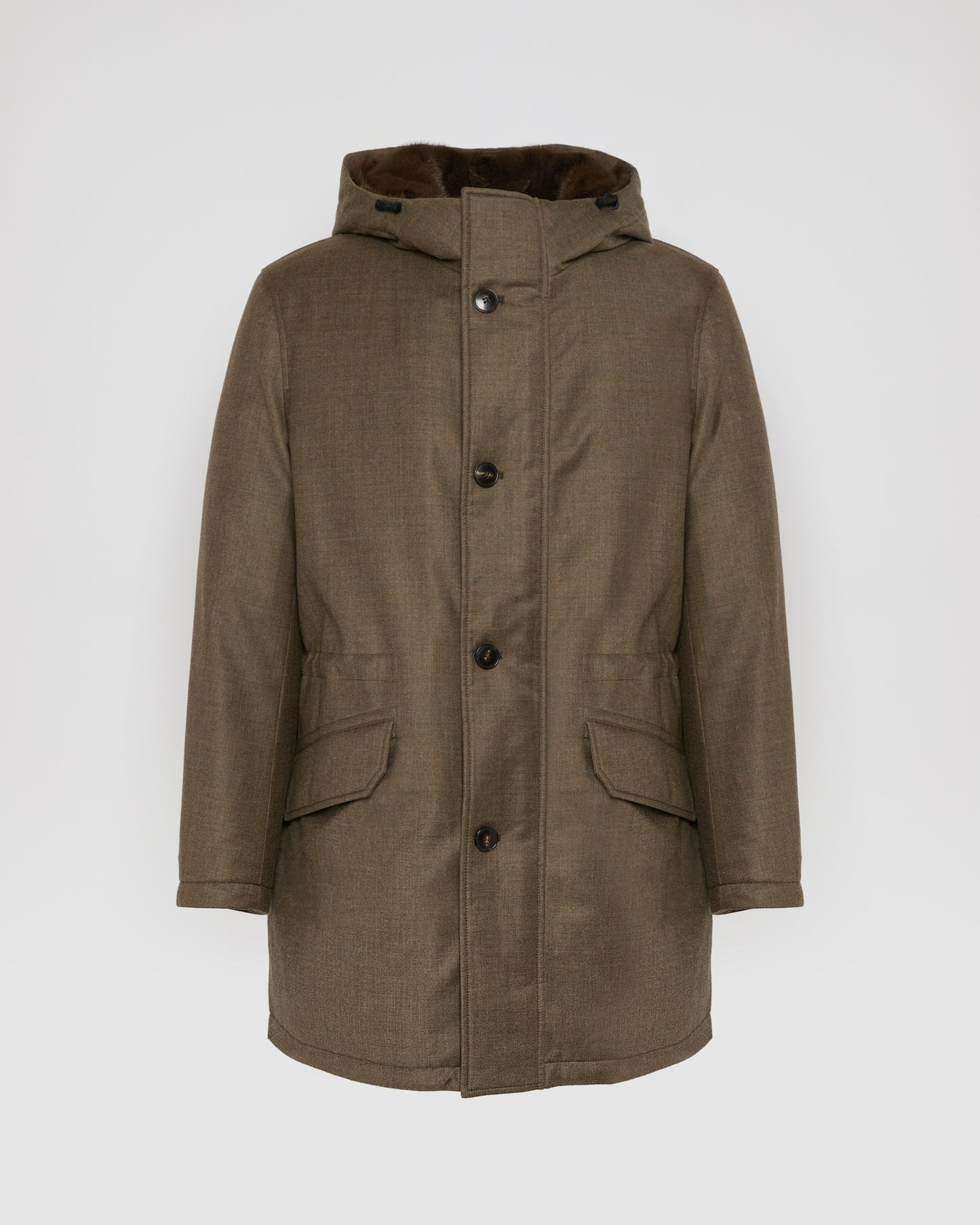 Parka longue iconique en tissu Loro Piana imperméable avec fourrure de vison -Yves Salomon