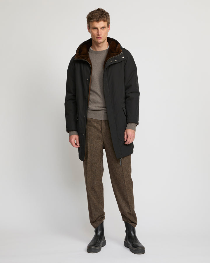 Parka longue réversible en tissu technique déperlant avec fourrure de vison -Yves Salomon