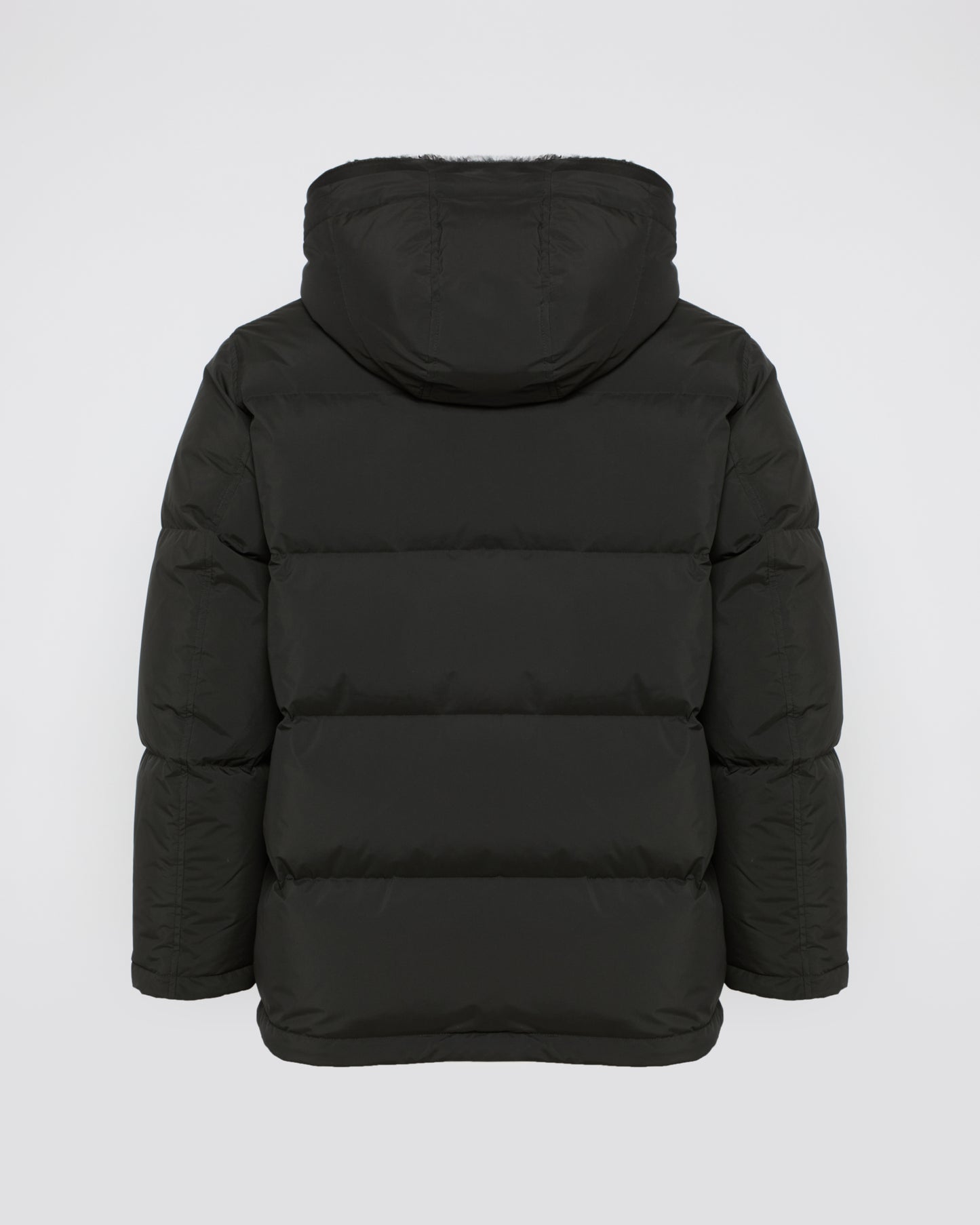 Down jacket in technical fabric and lambskin shearling