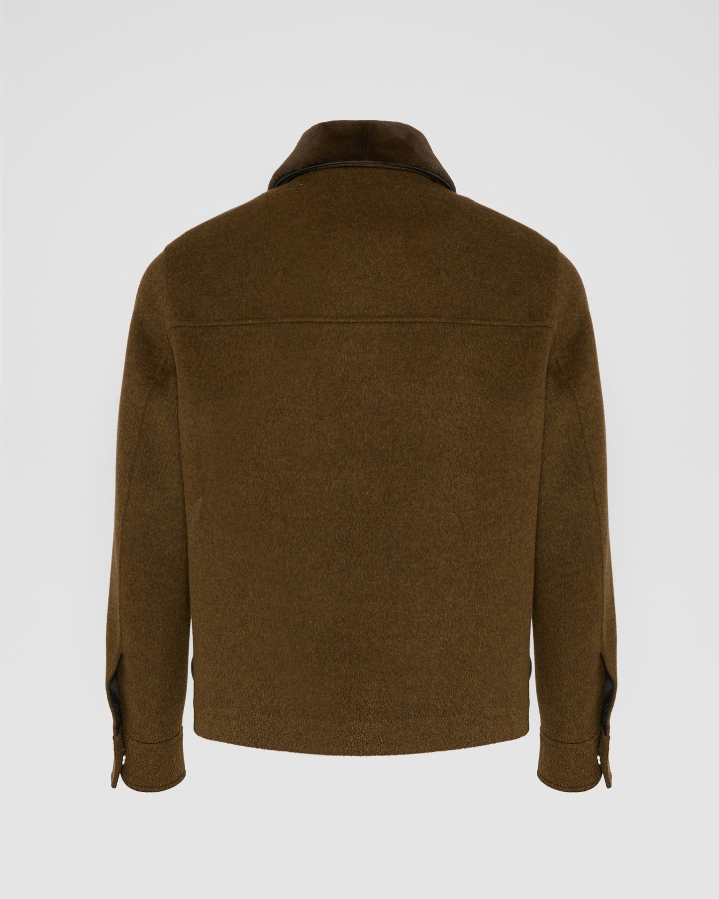 Veste en tissu double face laine et cachemire avec col amovible en fourrure de vison