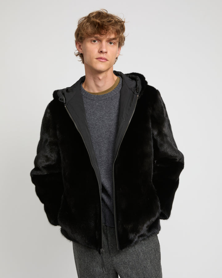 Blouson à capuche réversible en fourrure de vison et tissu technique -Yves Salomon