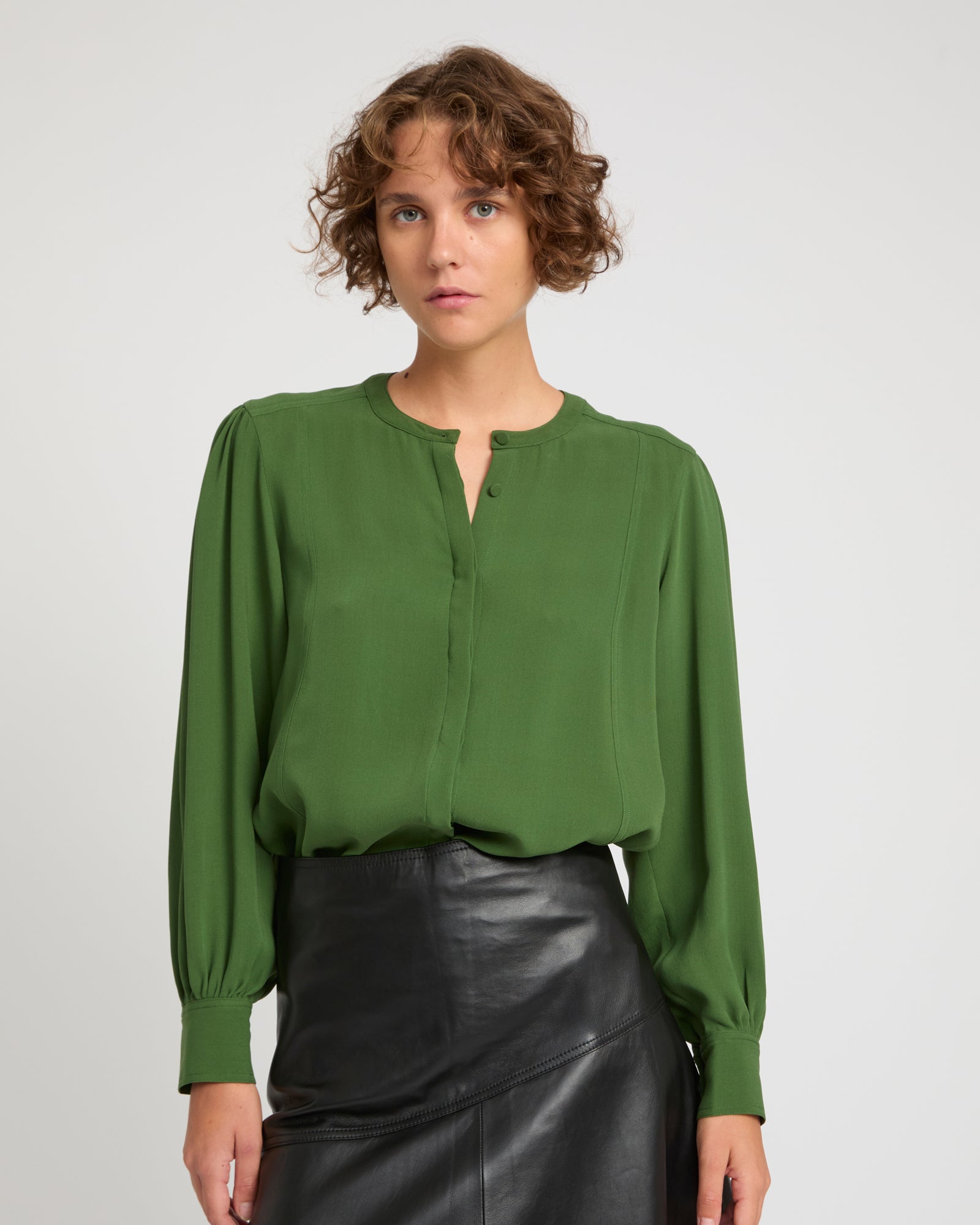 Silk crepe blouse Green Yves Salomon