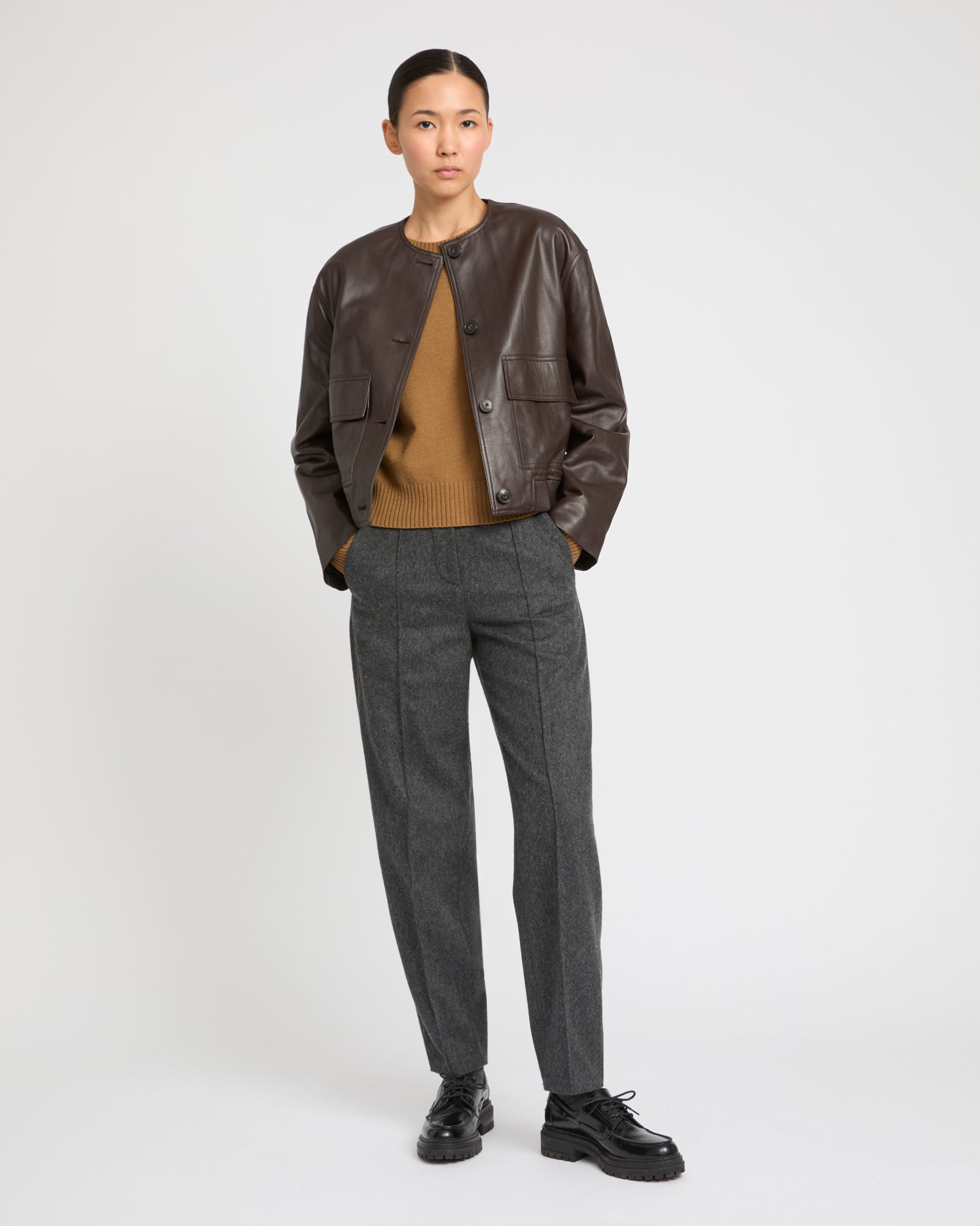 Lamb leather jacket - Brown - Yves Salomon