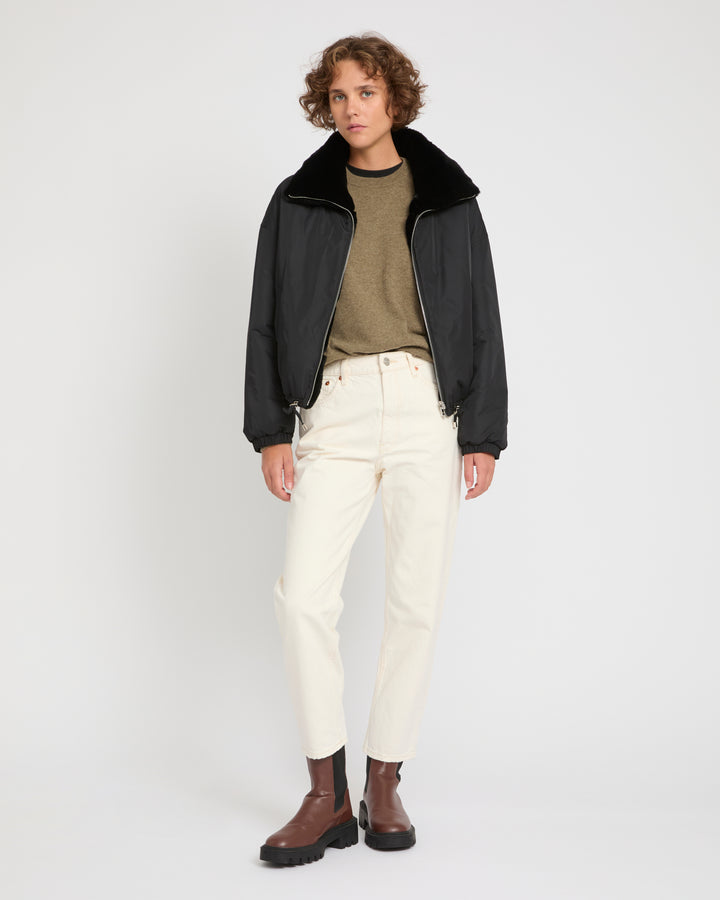 Veste boxy en fourrure de lapin rex réversible & tissu technique -Yves Salomon