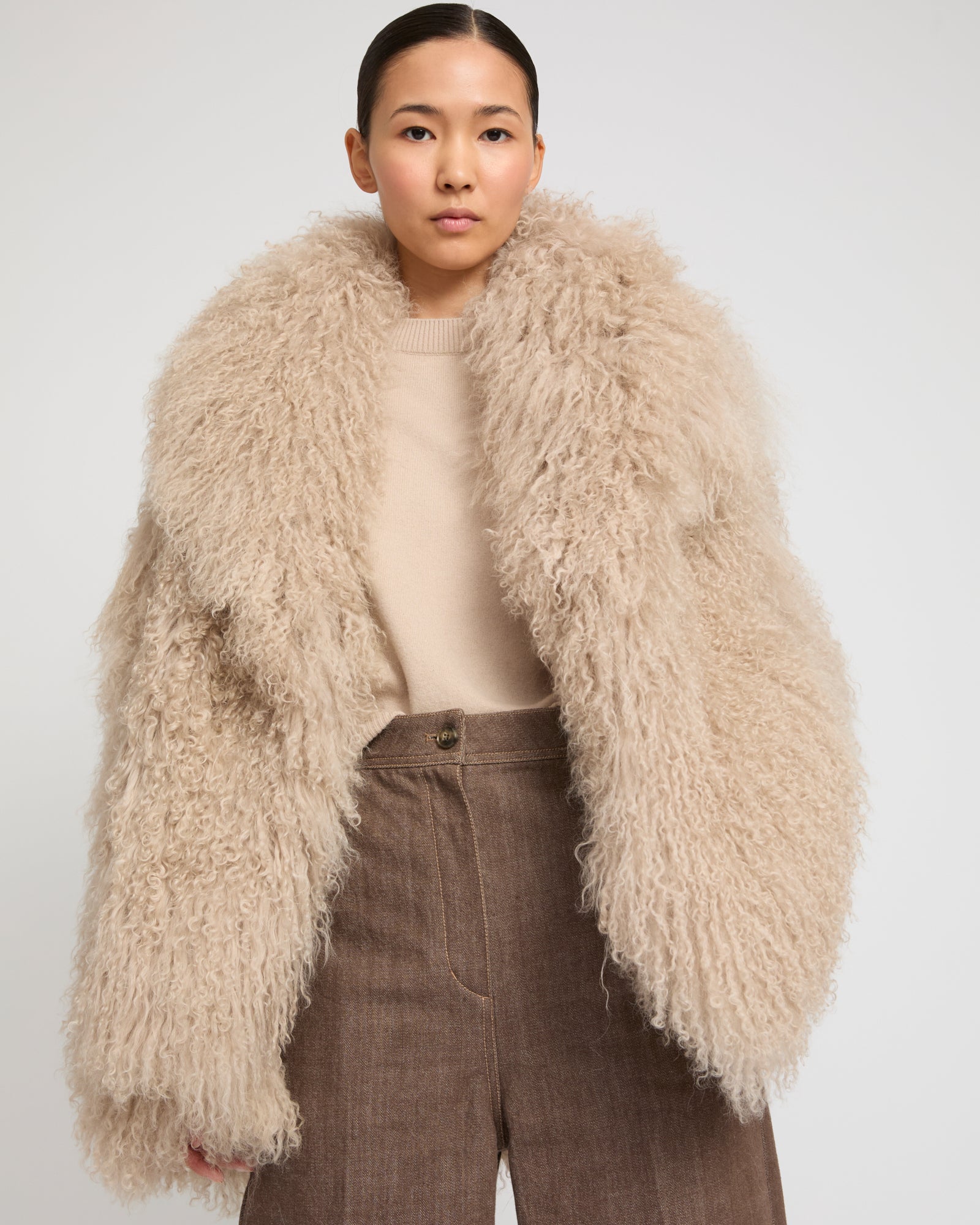 Oversized Long-Haired Lamb Jacket – Yves Salomon