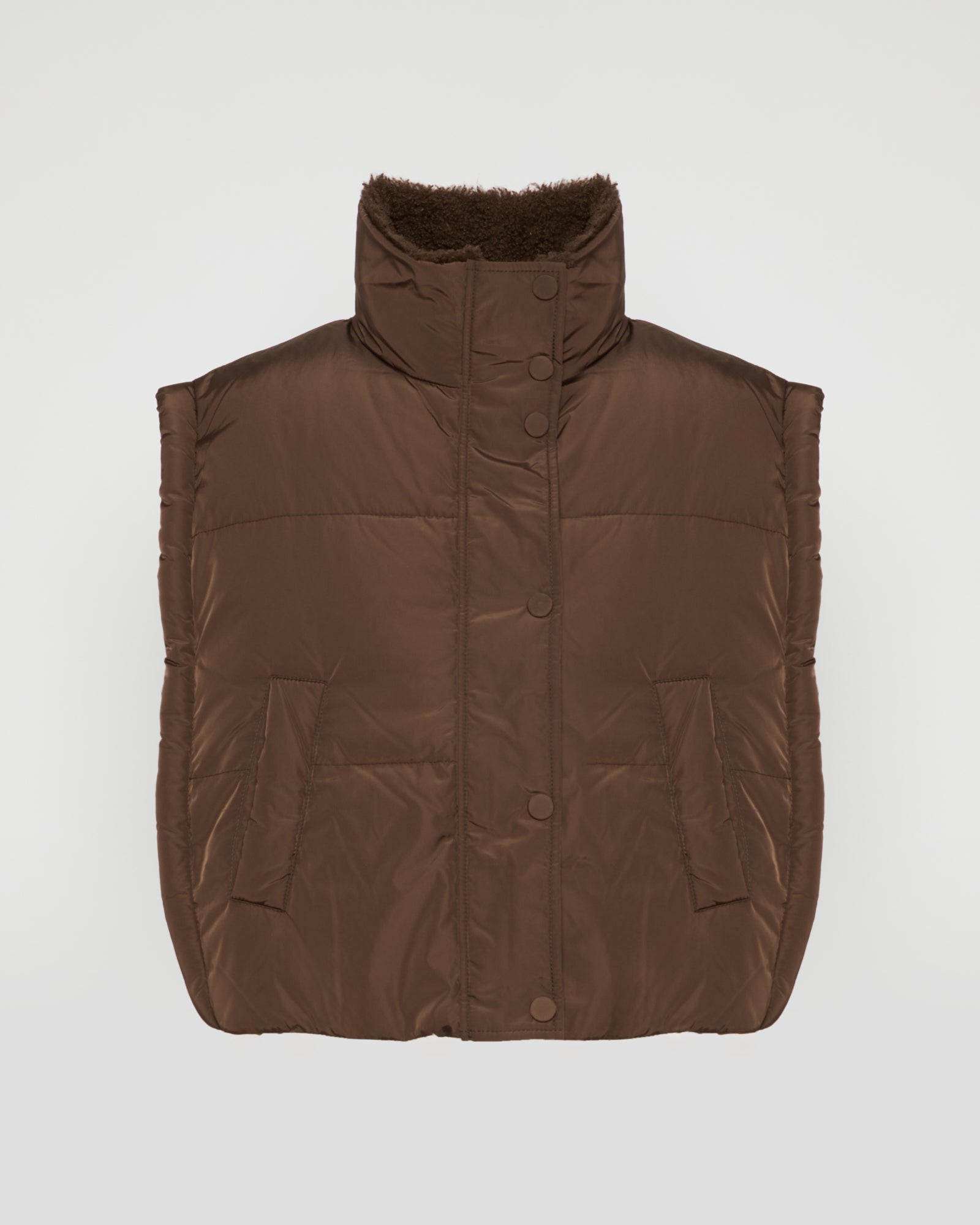 【Yves Salomon】リバーシブルファージレ テクニカルファブリックとメリニージレ リバーシブル - ブラウン