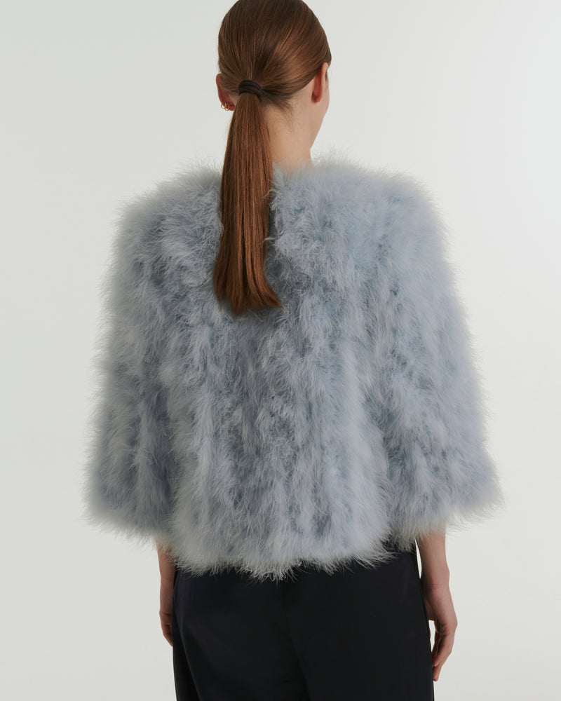 Cropped feather jacket - blue