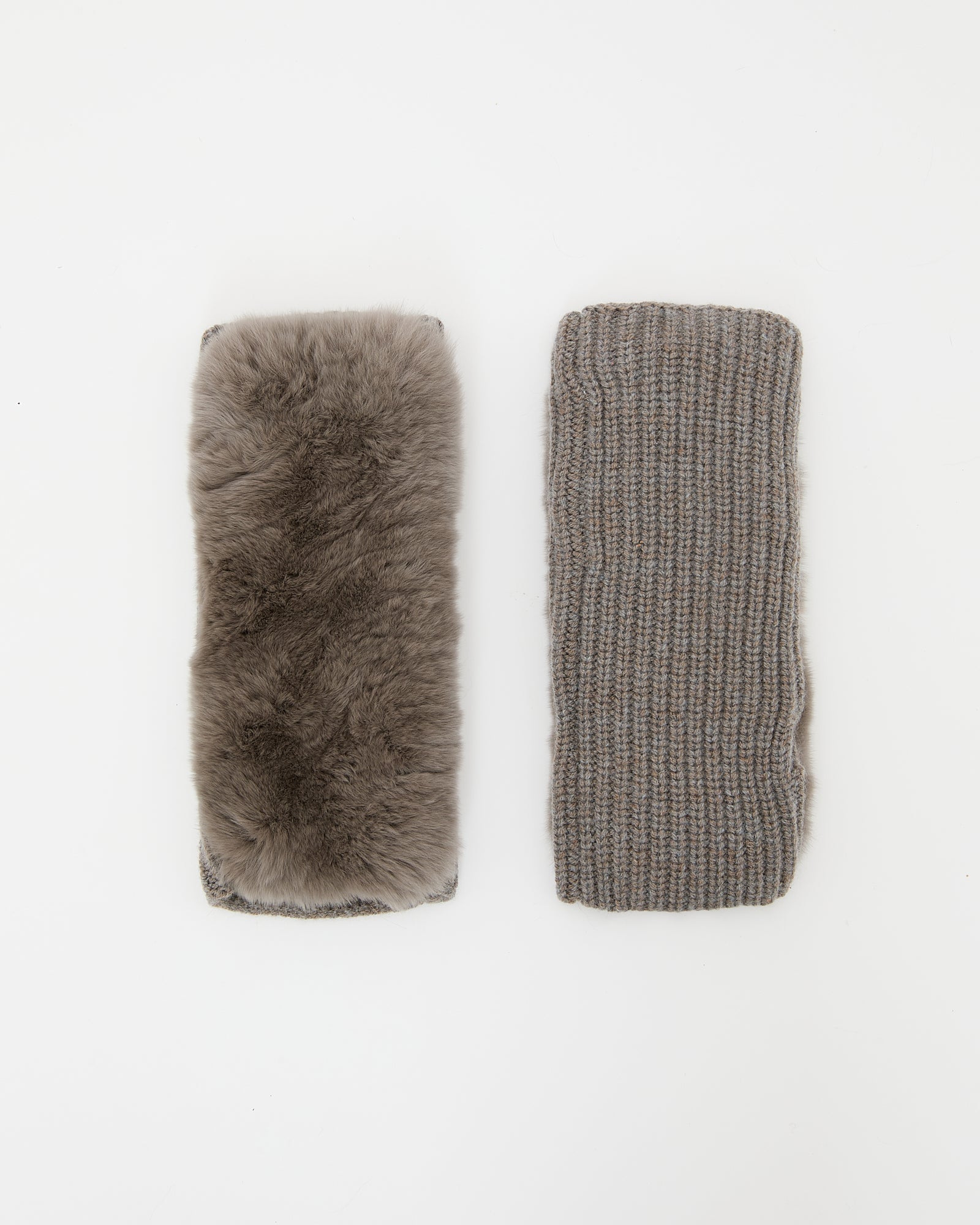 カシミヤウールニット＆レッキスファーフィンガーレスグローブ – Yves