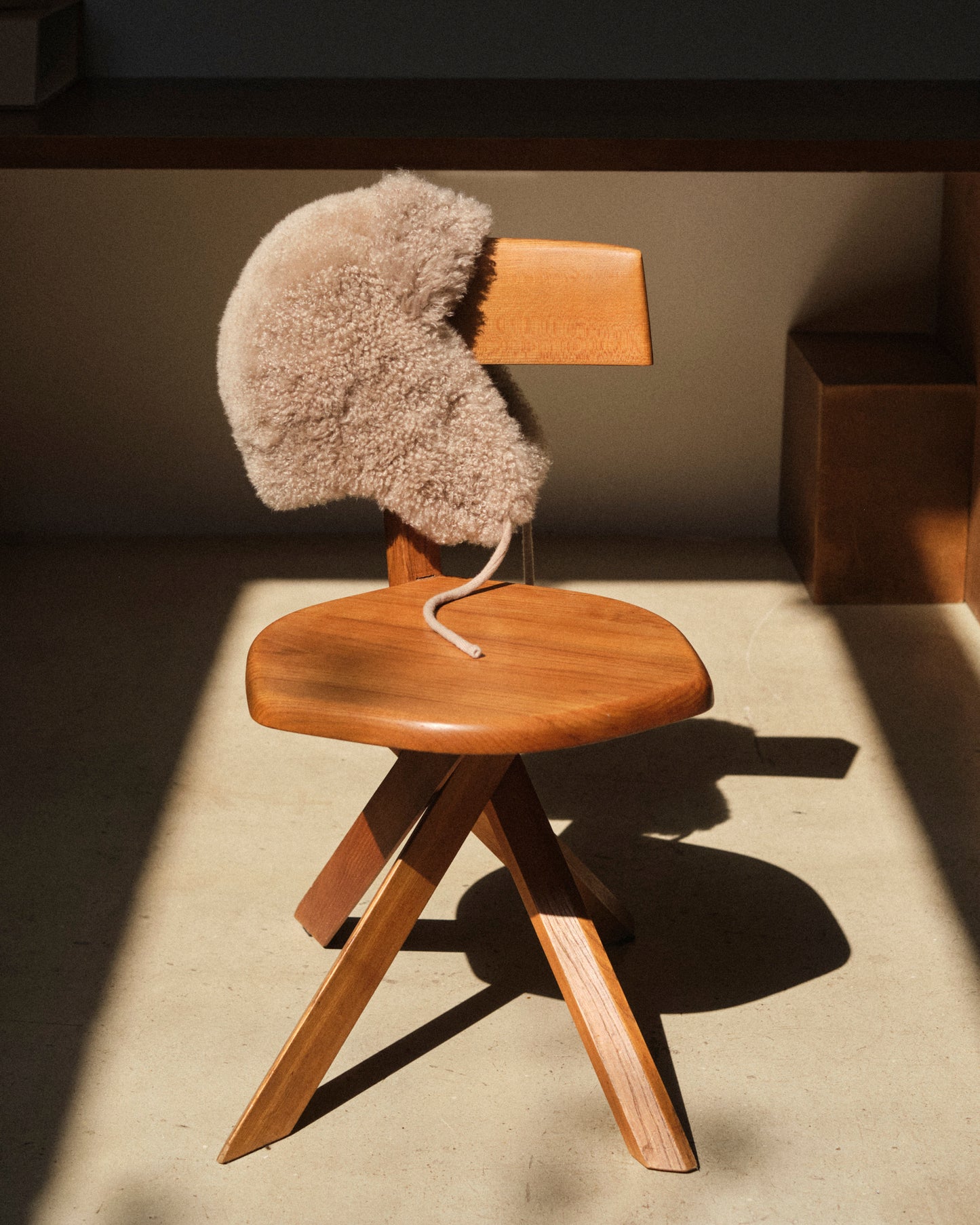 Chapka en peau lainée d'agneau cachemire