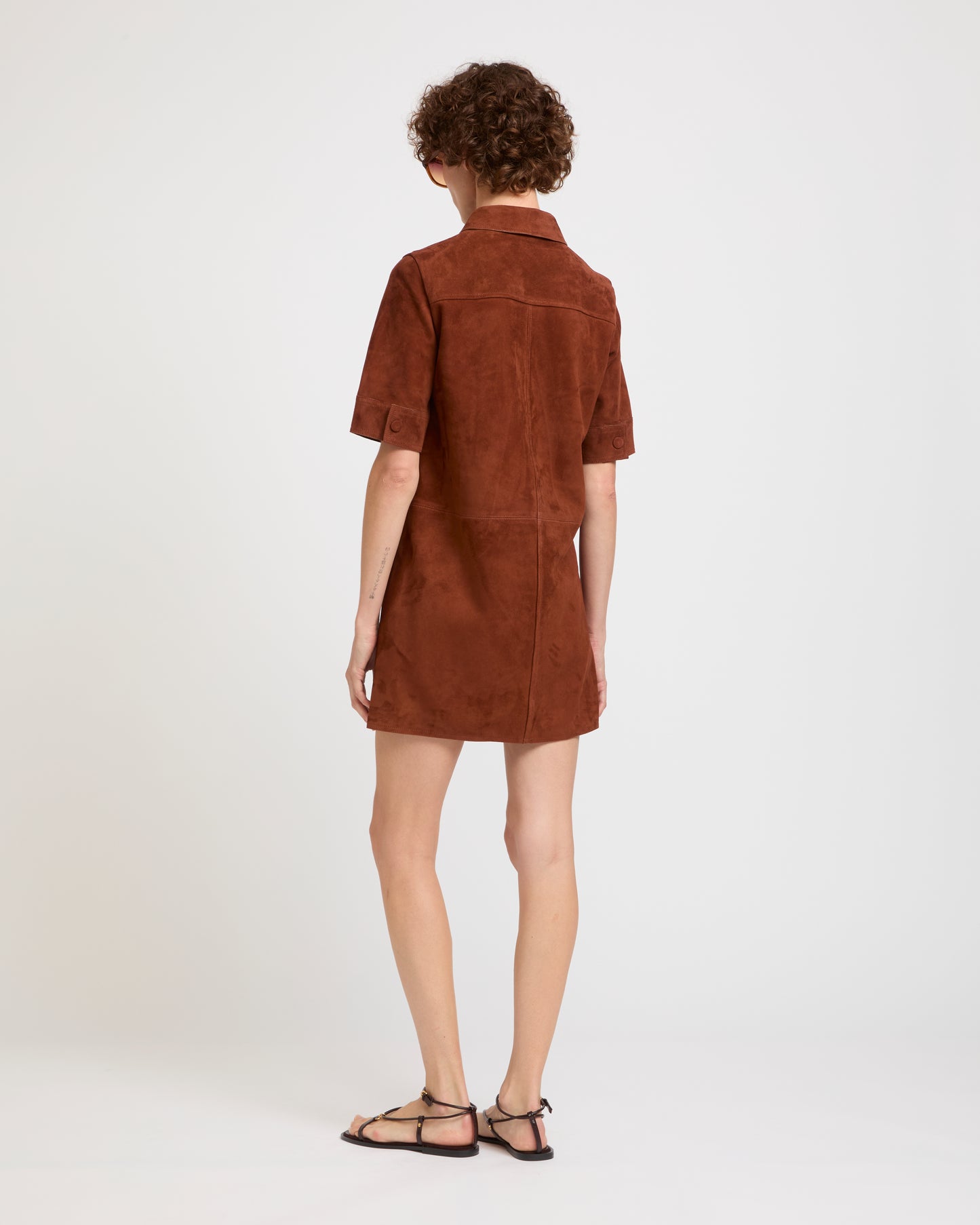Robe courte en cuir d'agneau double face