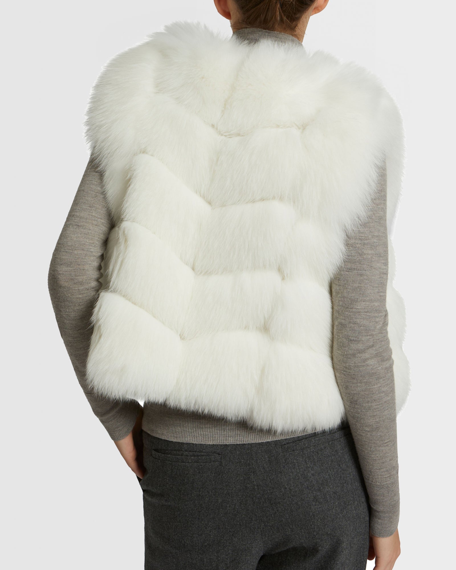 Short gilet in fox fur - white - Yves Salomon