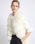 Gilet sans manches en fourrure de renard