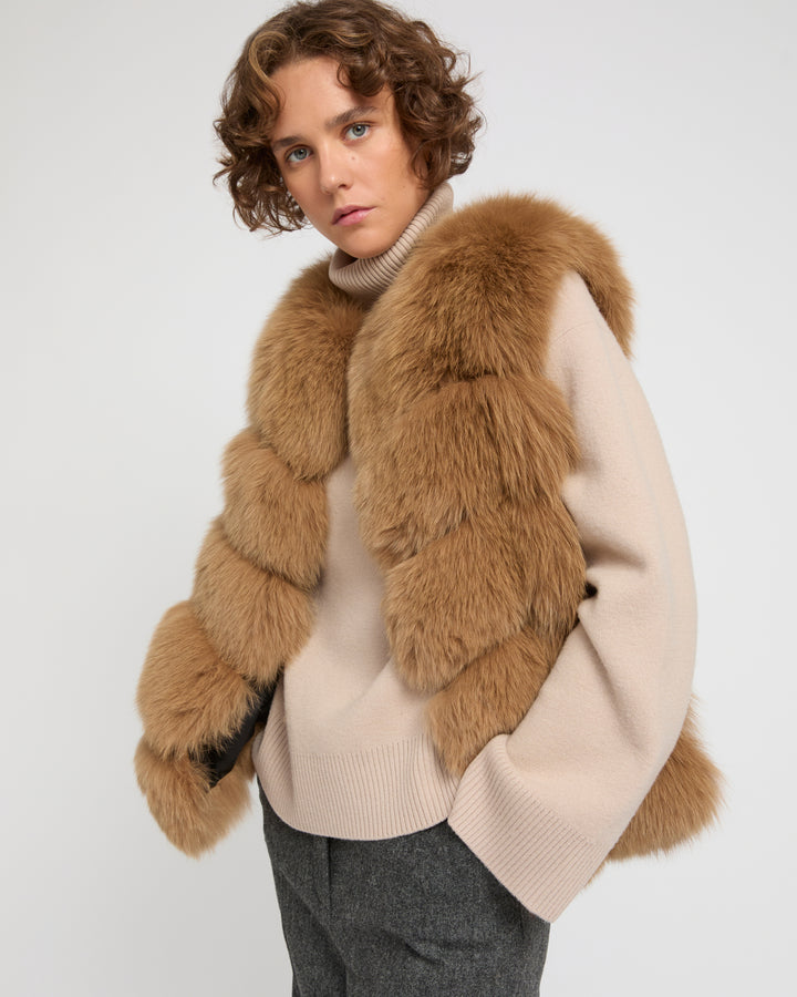 Sleeveless fox fur vest